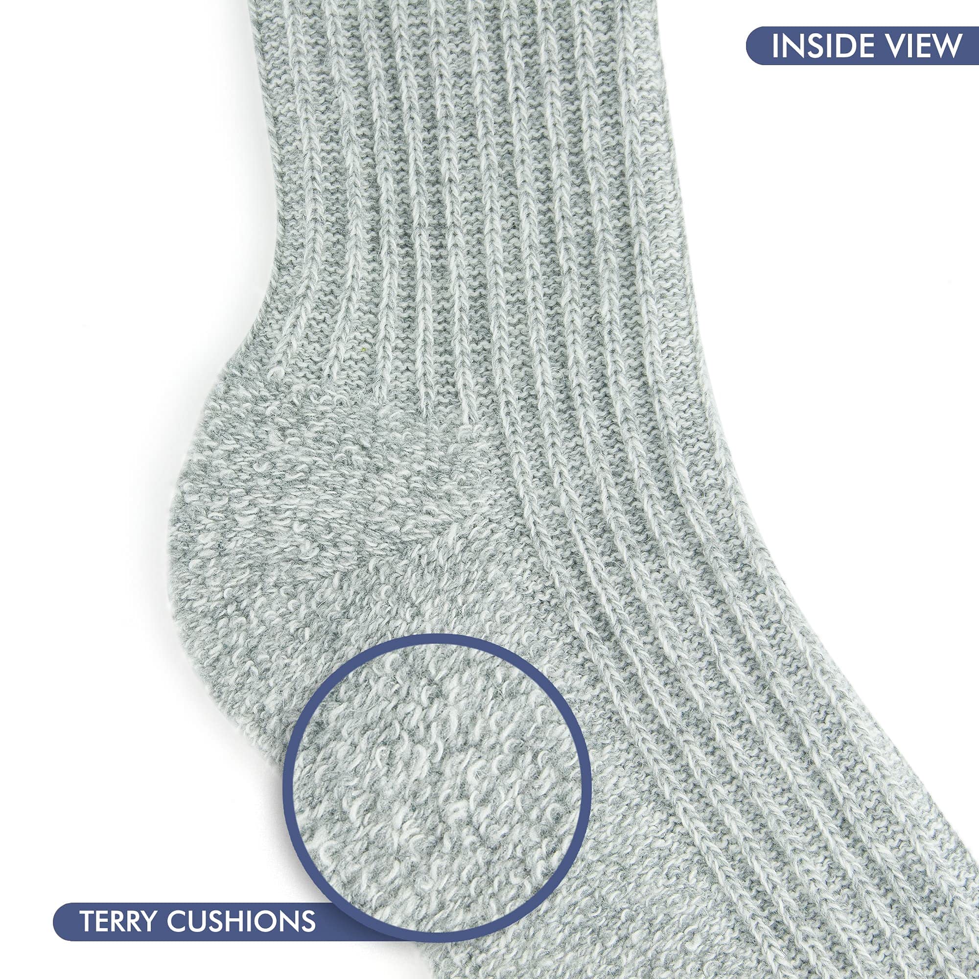 GoWith 3 Pairs Men's Thick Merino Wool Socks - Warm Winter Crew Socks for Hiking, Skiing & Outdoor Activities | Thermal Full-Terry Fuzzy Knit Socks for Cold Weather Comfort