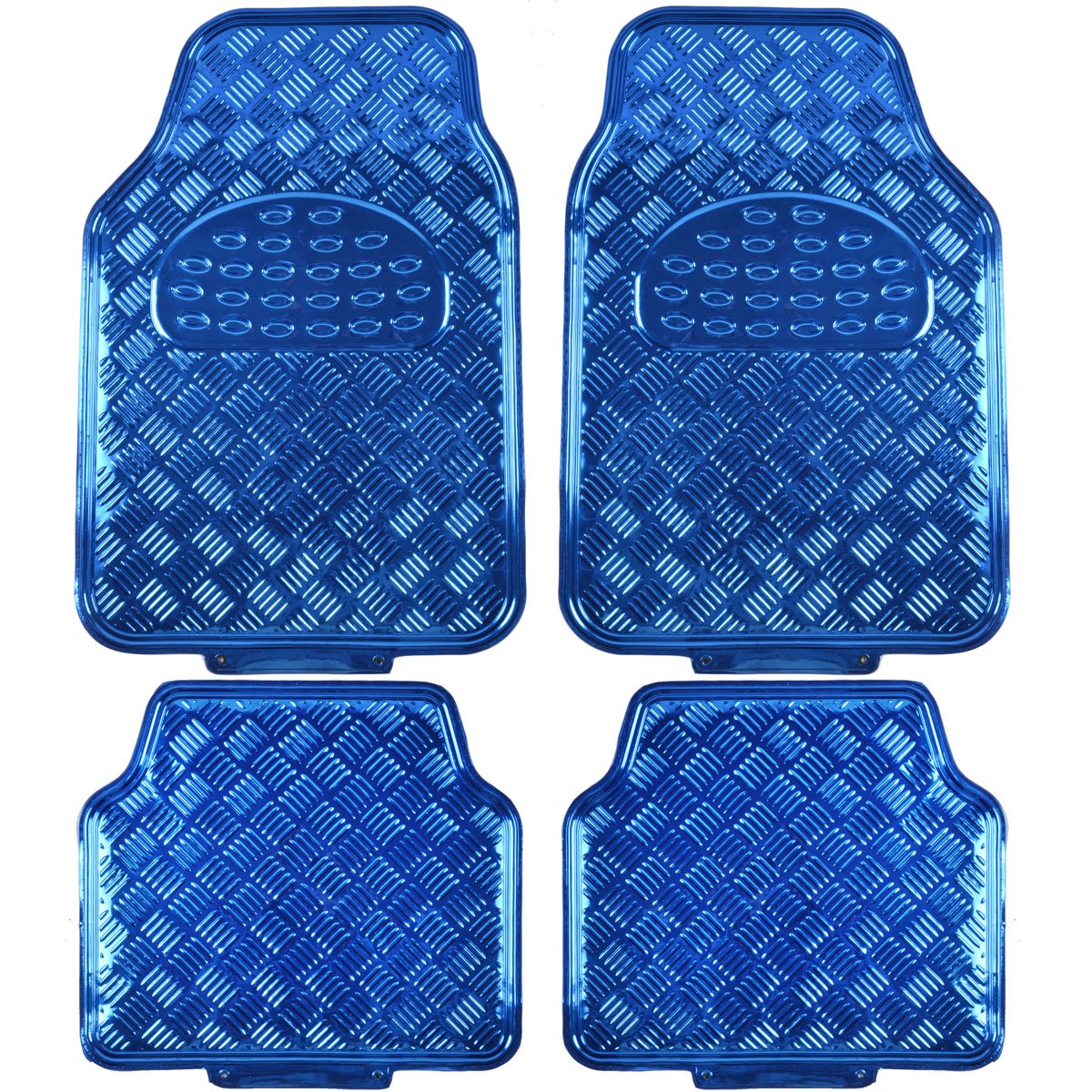 BDK 6-Piece Premium Car Accessory Set - Heavy Duty All-Weather Floor Mats, Windshield Sunshade & Sport Steering Wheel Cover - Perfect Car Gift for Holidays & Special Occasions (Blue) - Ideal for Road Trips, Daily Commute & Vehicle Protection
