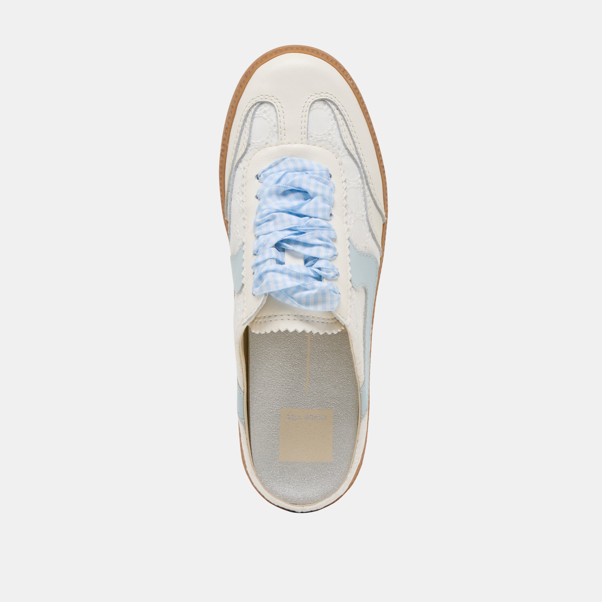 White and Blue Notice Slide Sneakers with Eyelet - Comfortable Casual Shoes for Walking, Running, and Everyday Wear