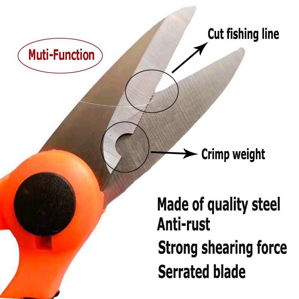 Braided Line Fishing Scissors - Multi-Function Serrated Edge Line Cutter with Anti-Slip Grip for Saltwater & Freshwater Fishing - Perfect for Cutting Braid, Mono, and Fluorocarbon Lines