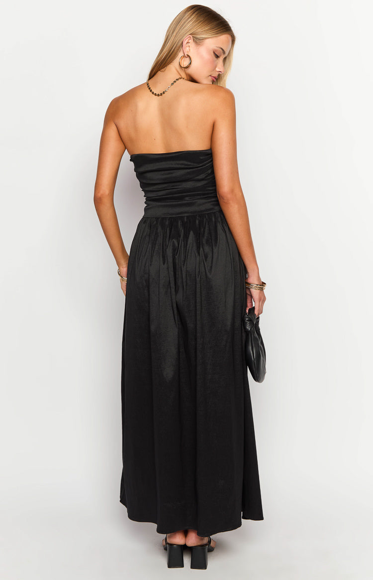 Elegant Dayton Black Strapless Maxi Dress for Women - Perfect for Weddings, Parties & Evening Events