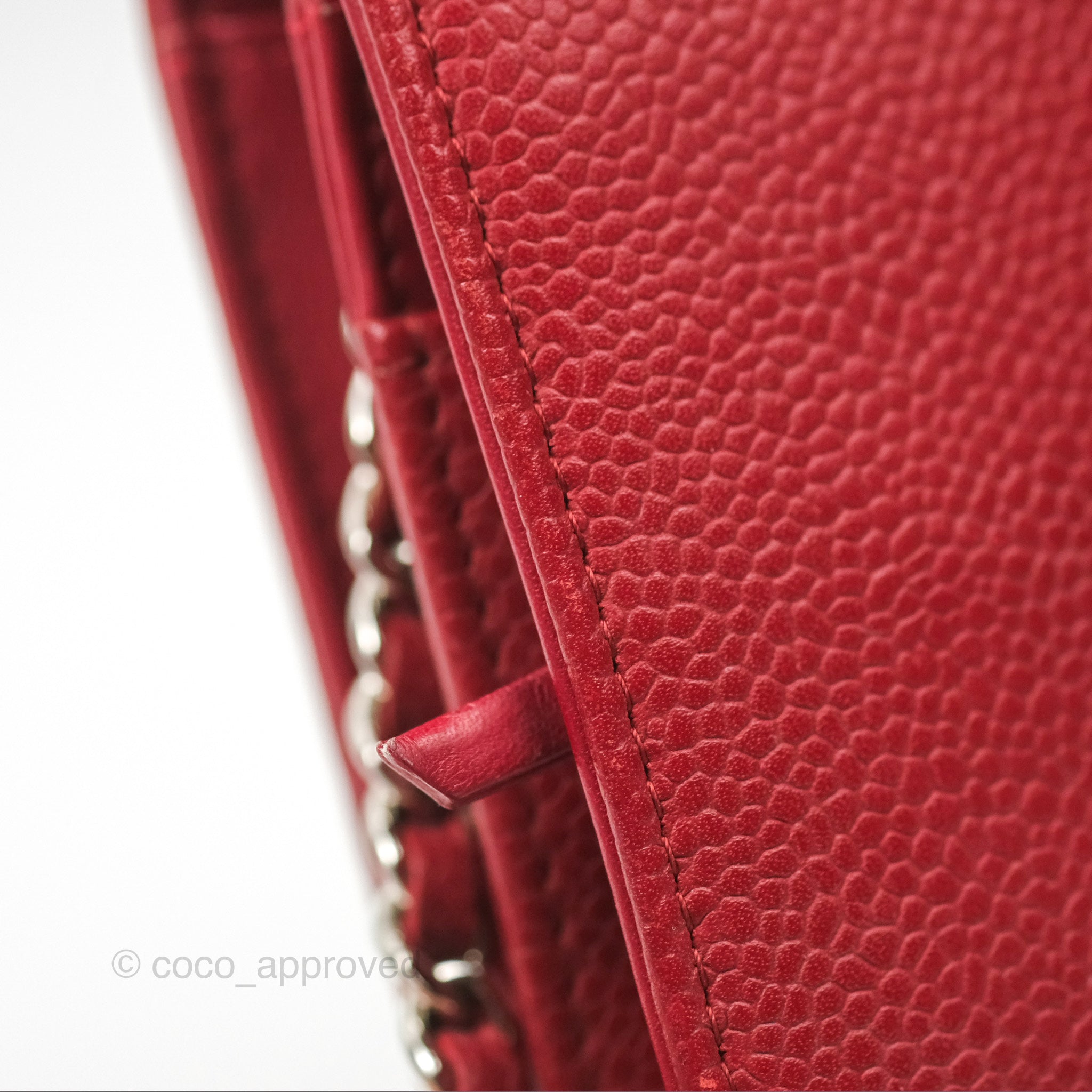 Chanel CC Wallet On Chain WOC Crossbody Bag - Red Caviar Leather with Silver Hardware | Perfect for Evening Events, Parties & Date Nights