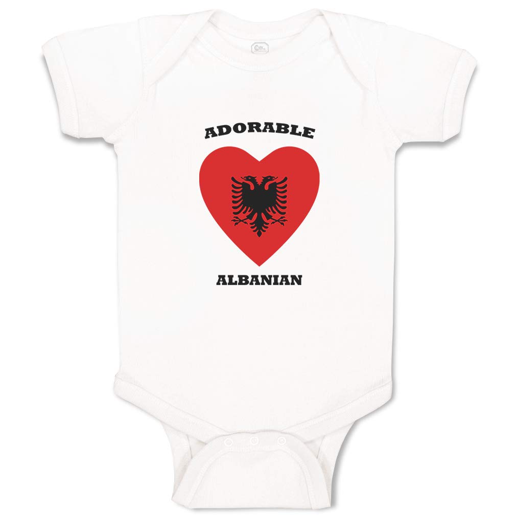 Custom Personalized Baby Bodysuit for Boys & Girls - Adorable Albanian Heart Design - Funny Cotton Infant Clothes (White, 6 Months) - Perfect for Newborn Photos, Christenings & Family Gifts