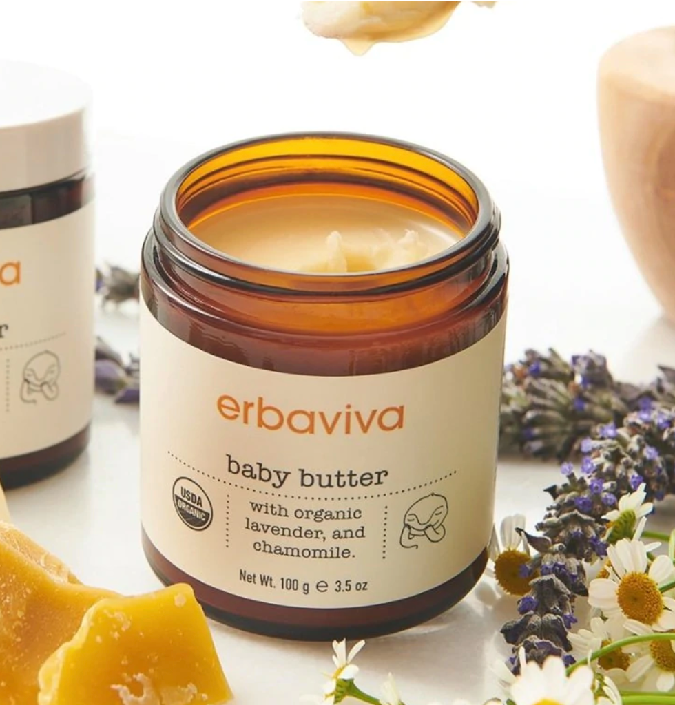 Organic Baby Butter by Erbaviva - Ultra Moisturizing & Hypoallergenic for Sensitive Skin | Perfect for Diaper Rash, Dry Skin & Baby Massage