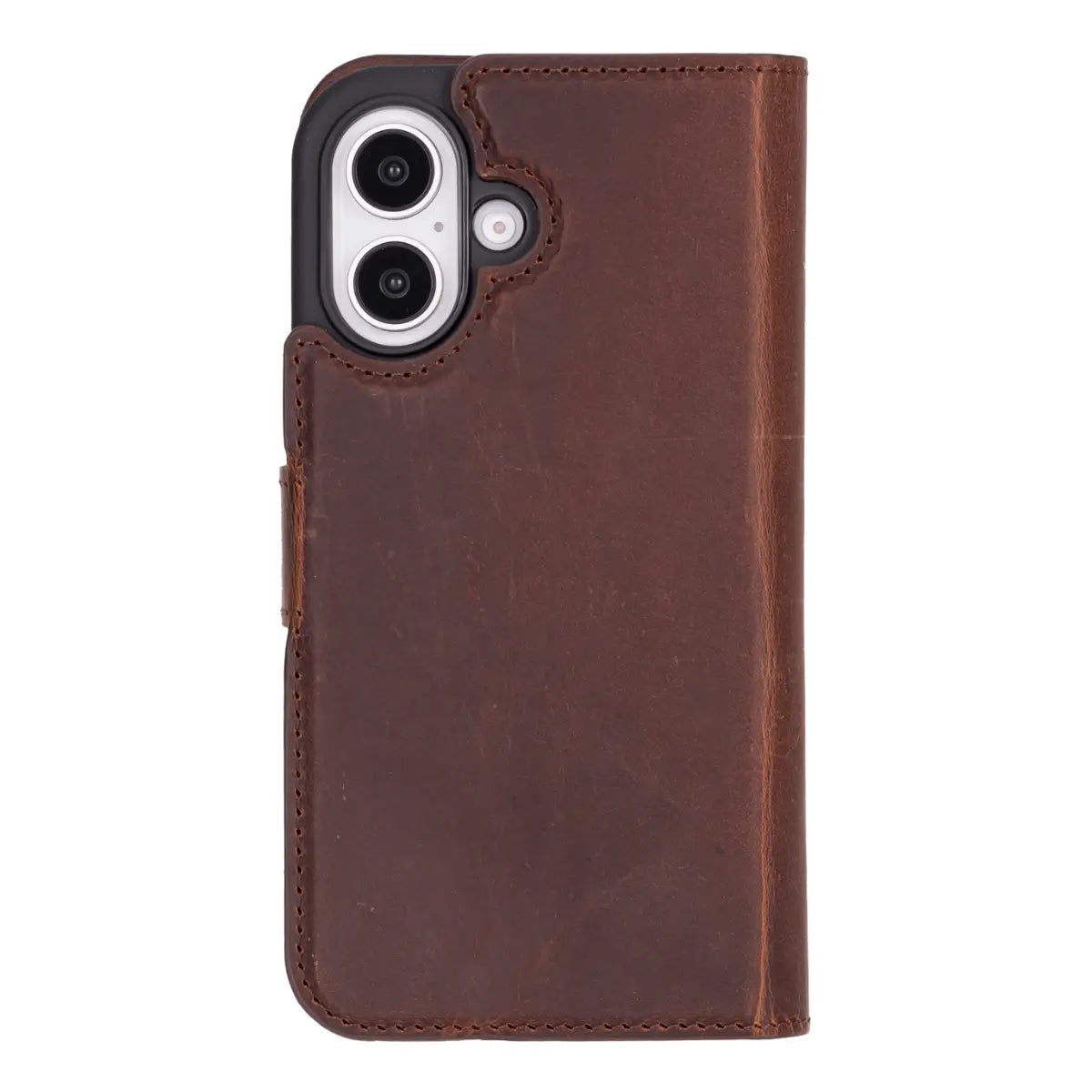 Vintage Brown Distressed Leather Wallet Case for iPhone 16 (6.1-inch) - Slim Protective Phone Cover with Card Slots | Perfect for Everyday Use, Travel & Business