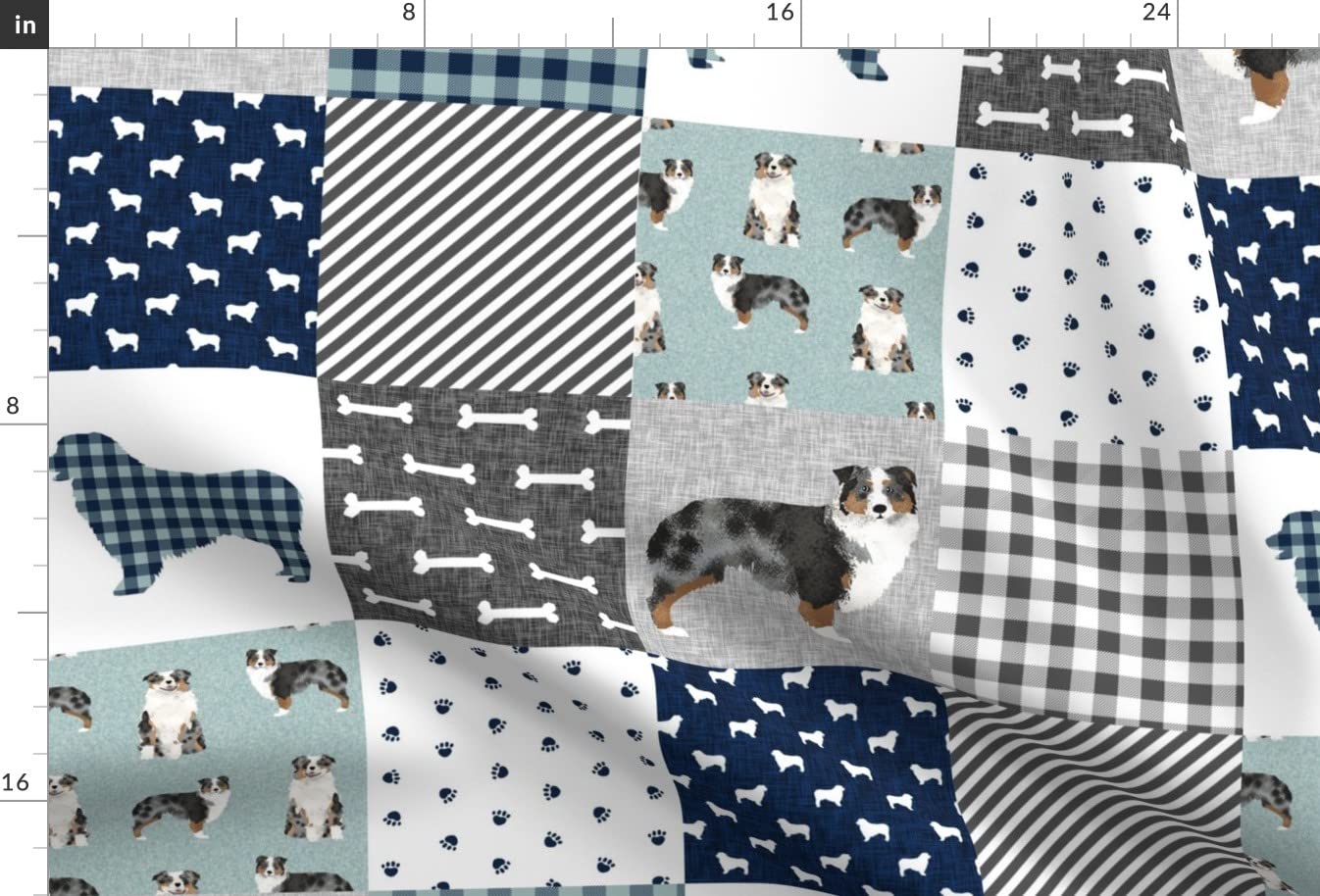 Australian Pet Quilt Fabric - Blue Floral Shepherd Dog Print on Soft Minky Fabric by The Yard for Sewing Baby Blankets & Quilt Backing | Perfect for DIY Plush Toys, Nursery Decor & Cozy Home Projects