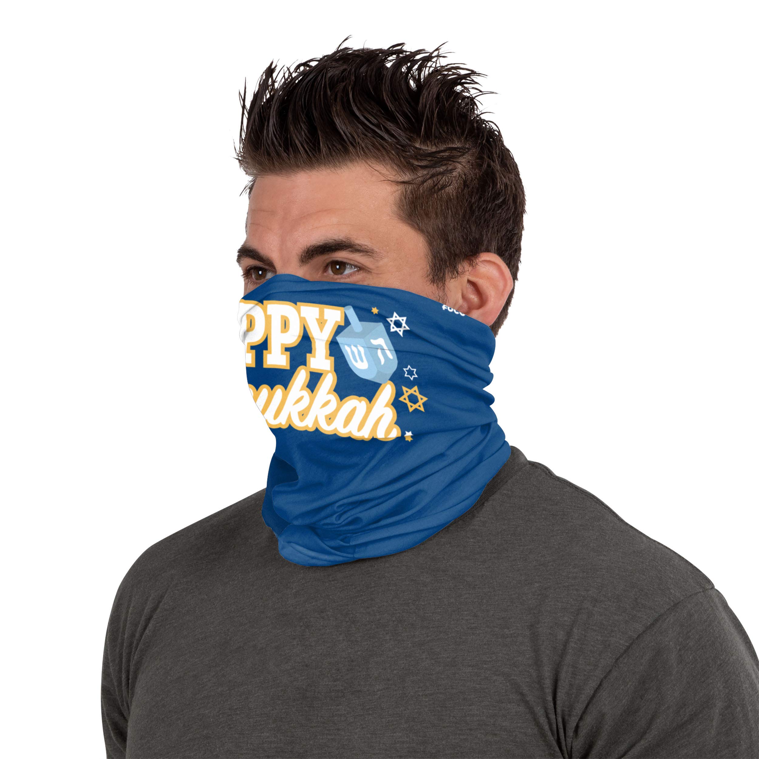 FOCO Happy Hanukkah Neck Gaiter Scarf - Warm Fleece Face Mask for Winter, Hanukkah Gifts for Men & Women - Perfect for Outdoor Activities, Skiing, Snowboarding & Holiday Celebrations