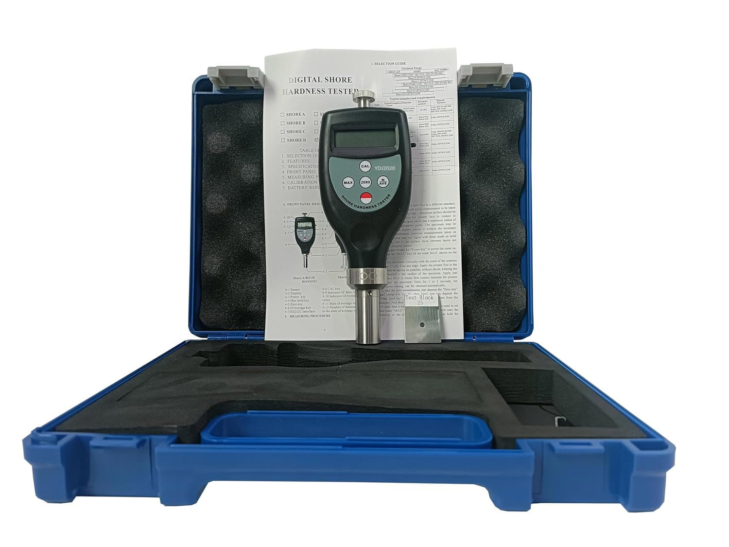 Digital Shore OO Hardness Tester Durometer - 10-90HOO Range for Soft Rubber & Elastic Materials | Portable Rubber Hardness Sclerometer for Quality Control, Manufacturing & Material Testing