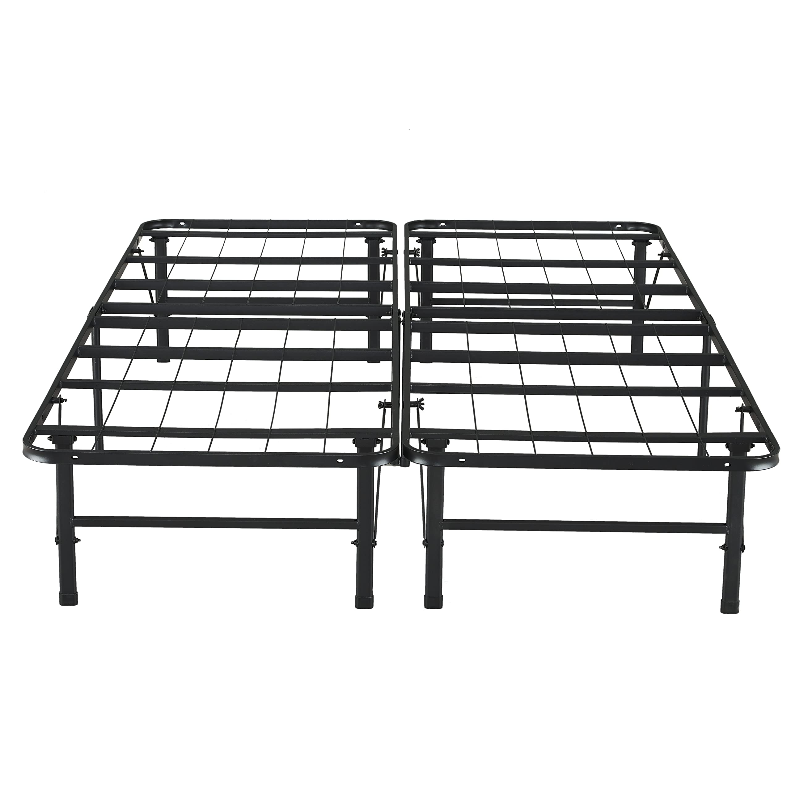Tool-Free Assembly 14 Inch Heavy Duty Full Size Bed Frame - Foldable Steel Platform Bed with Metal Slats, 600lbs Capacity (Black) | Box Spring Replacement for Guest Rooms, Dorms & Small Spaces