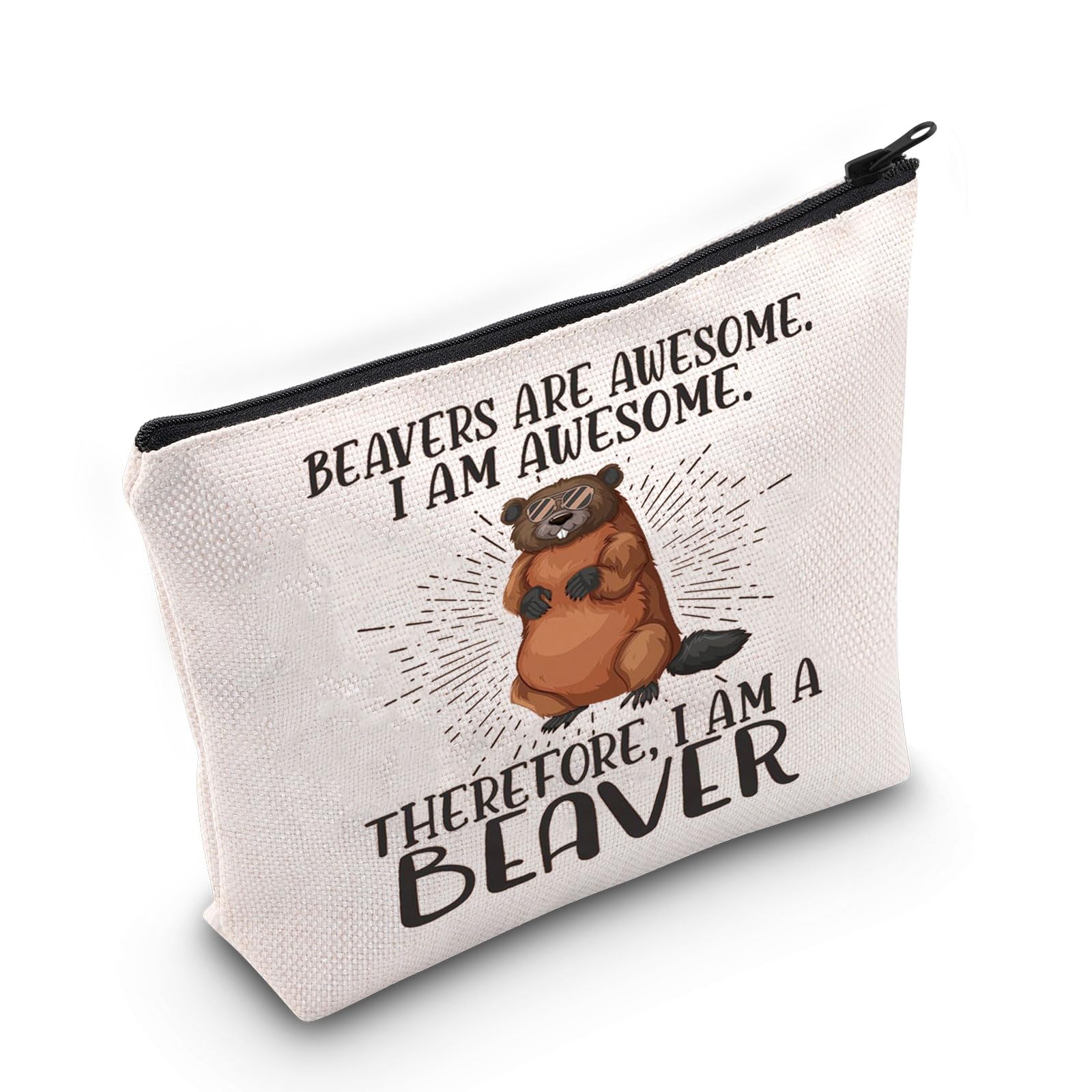 LEVLO Beaver Themed Cosmetic Makeup Bag - Waterproof Zipper Pouch for Makeup & Travel - Perfect Gift for Beaver Lovers & Wildlife Enthusiasts - Great for Daily Use, Travel Organizer & Beaver Fan Collections
