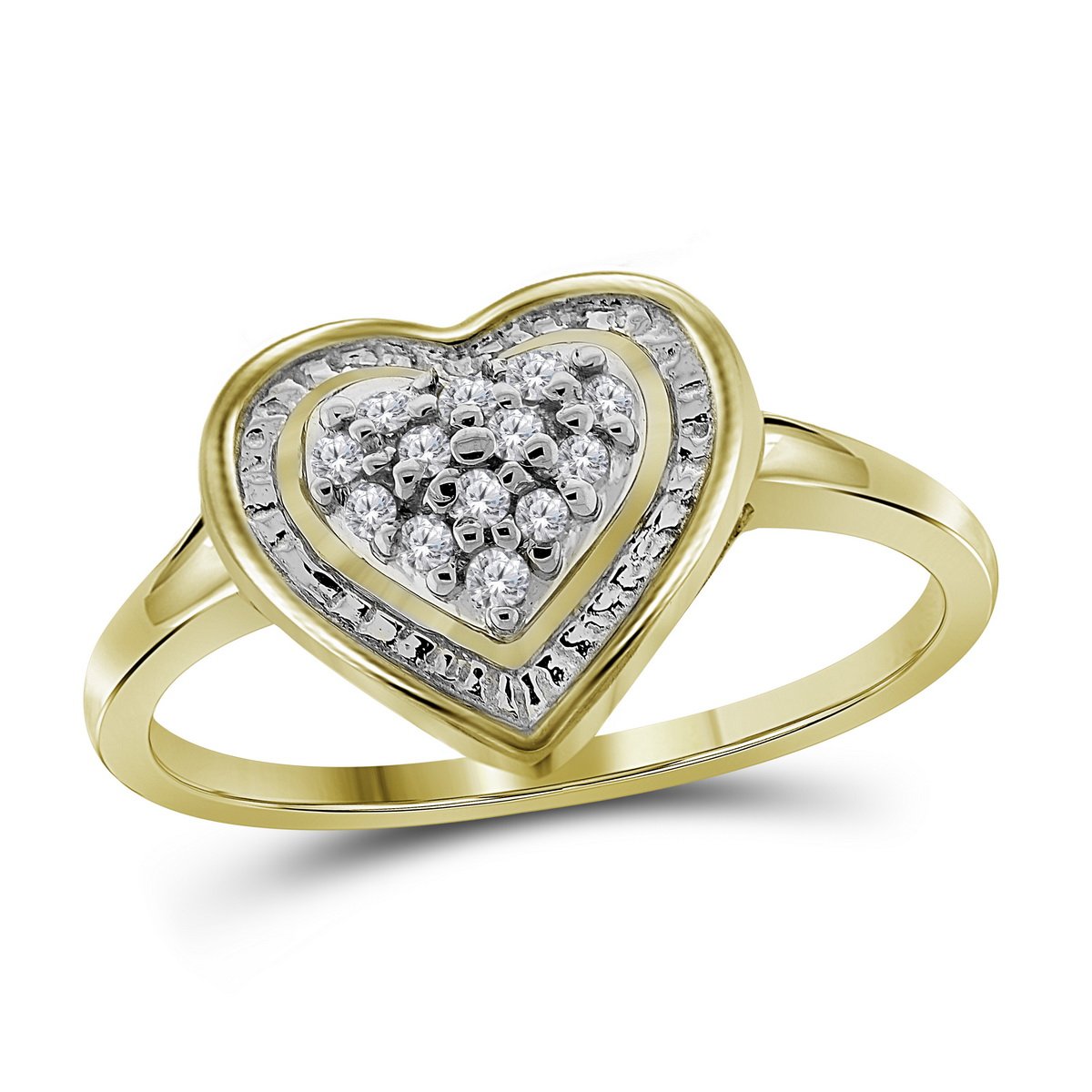 10K Yellow or White Gold Round Diamond Cluster Heart Ring for Women - 1/10 CTTW - Perfect for Valentine's Day, Anniversary & Romantic Gifts | Sonia Jewels