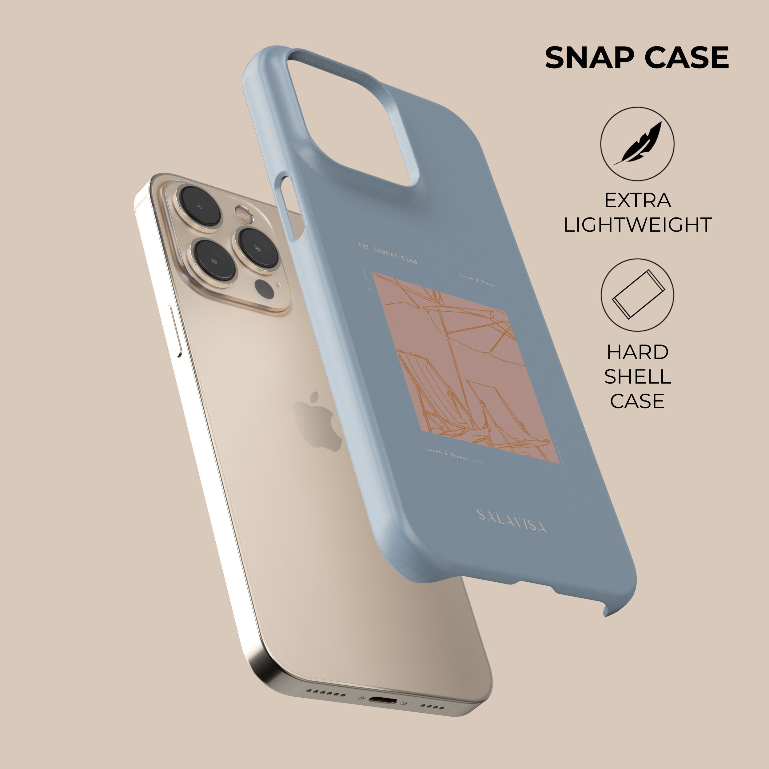 Blue Sunday Club iPhone Case - Premium Protective Cover for iPhone 12/13/14/15 Pro Max - Stylish & Durable Phone Case for Everyday Use, Work, and Travel