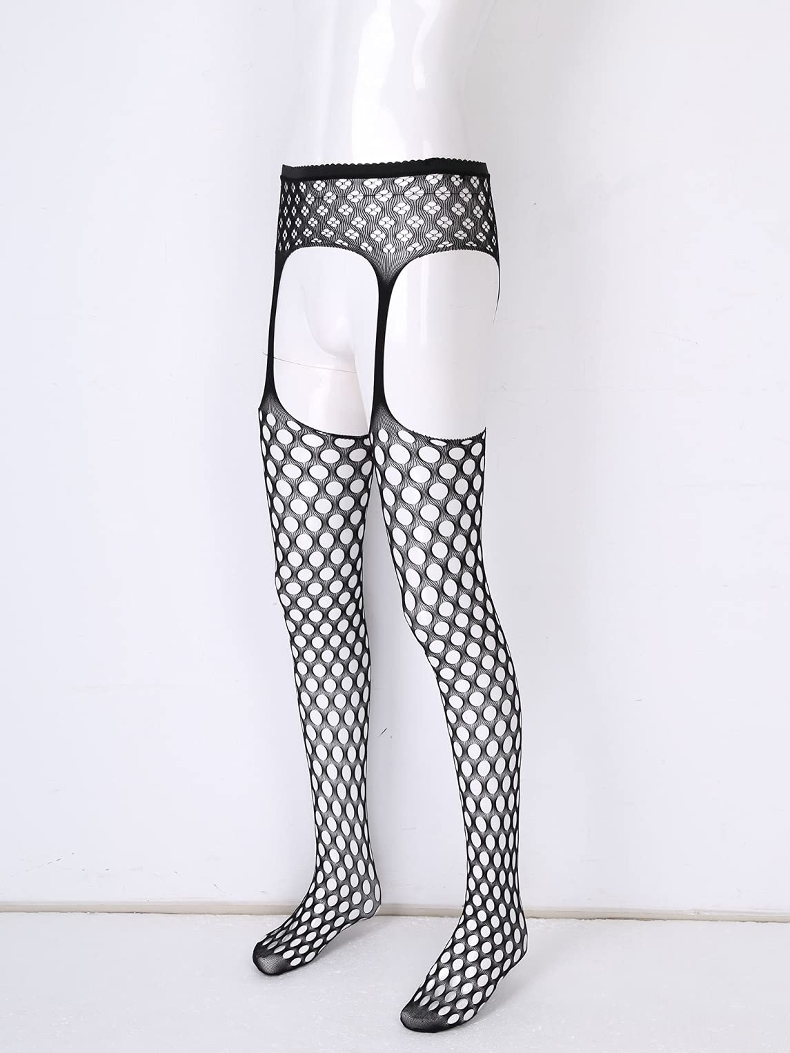 Sexy Fishnet Thigh-High Stockings with Suspenders for Men - Sissy Lingerie & Crossdressing Outfits - Perfect for Cosplay, Roleplay & Nightwear