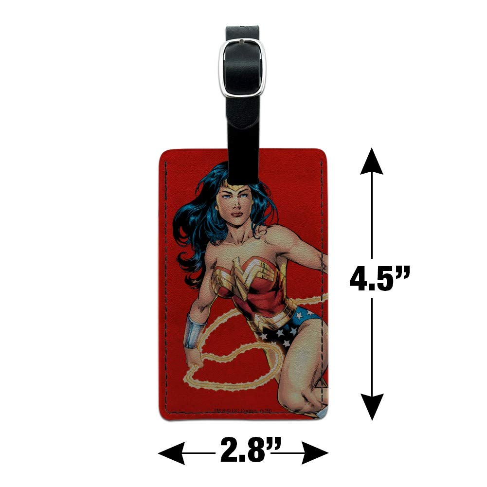 Wonder Woman Leather Luggage Tag - Rectangle Carry-On ID Tag for Suitcases & Bags | Perfect for Travel, Cosplay & Superhero Fans
