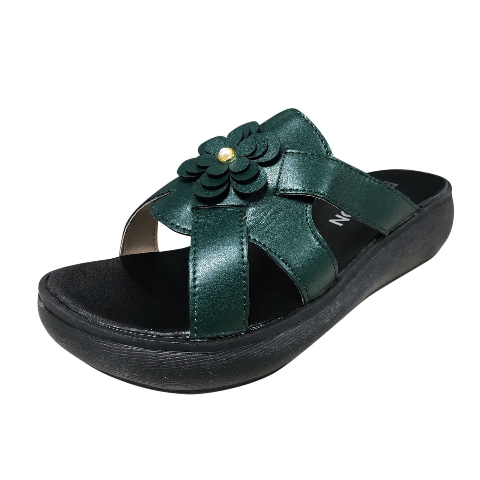 Women's Spring Summer Slippers with Memory Foam - Comfortable Middle Heel Wedge Sandals - Non Slip Design for Indoor/Outdoor Wear - Perfect for Beach, Poolside, and Home Relaxation