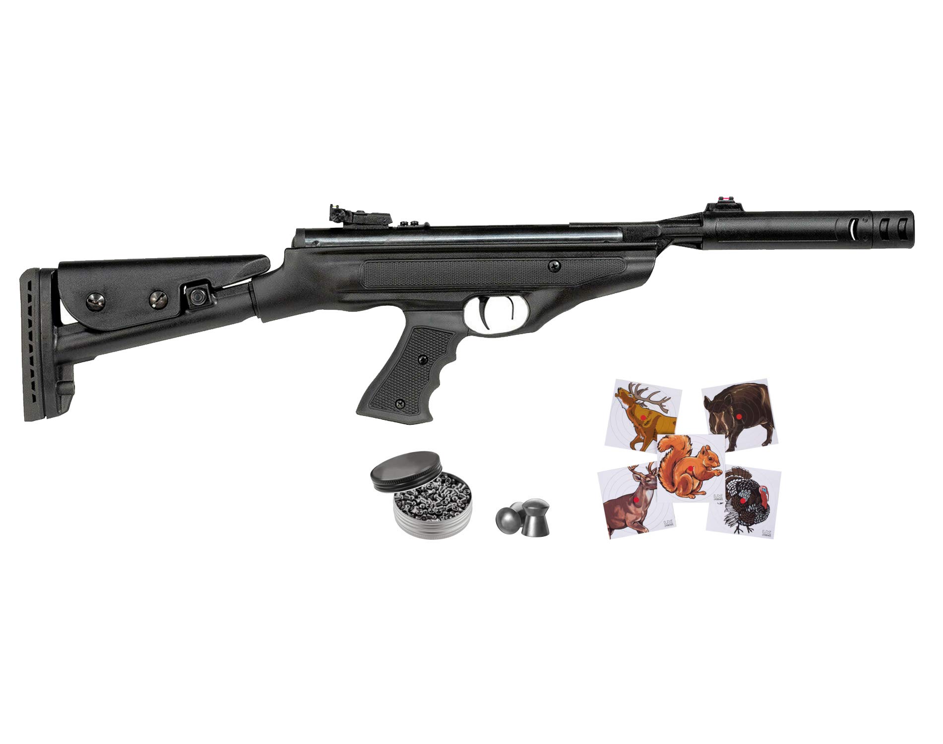 MOD 25 SuperTACT QE Air Rifle Kit with 100 Paper Targets & Lead Pellets - Quiet Hunting & Target Practice for Beginners & Professionals | Backyard Shooting & Pest Control