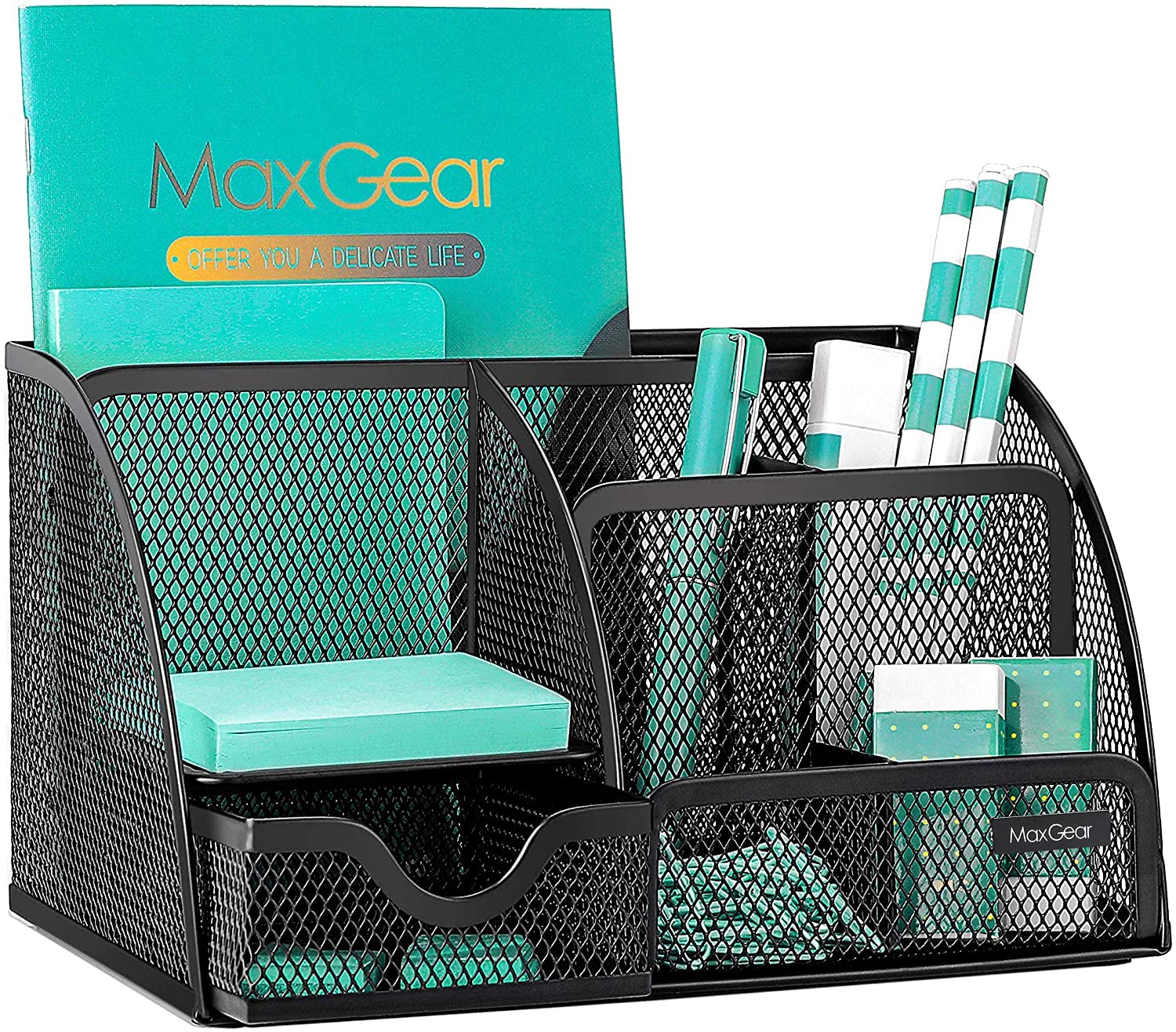 MaxGear 2-Pack Mesh Paper Clip Holder Set - Desk Organizer for Binder Clips, Paperclips & Office Supplies | Perfect for Office, Home & School Organization