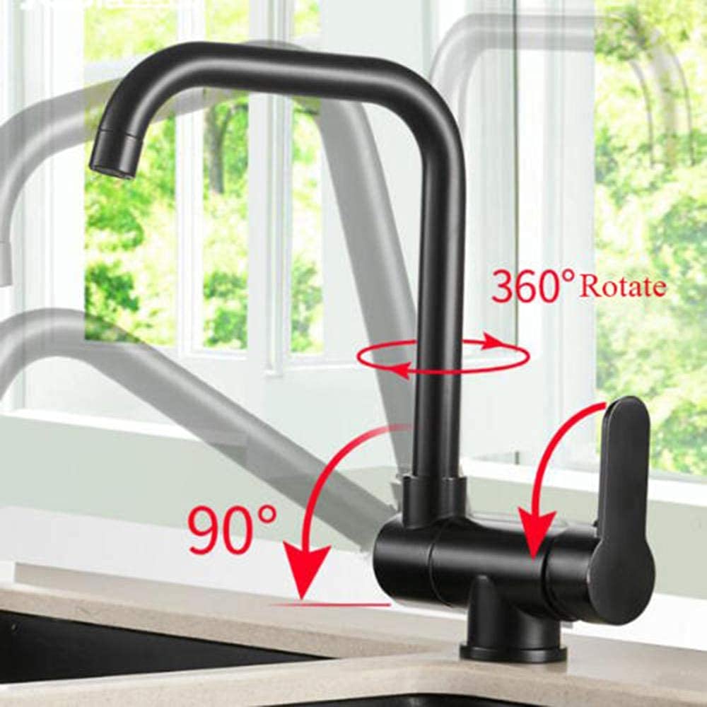 Black Copper Kitchen Faucet with Hot & Cold Water - Foldable Sink Faucet for Inner Window - Perfect for Small Kitchens, RVs, and Tiny Homes