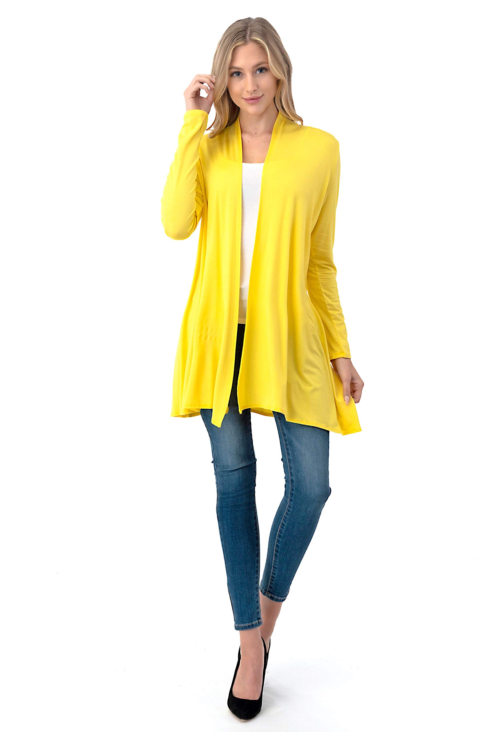 Simpli Soft Casual Longline Long Sleeve Cardigan Sweater for Women | Comfortable Lightweight Open Front Cover-Up | Made in USA | Perfect for Office, Lounge & Fall Layering