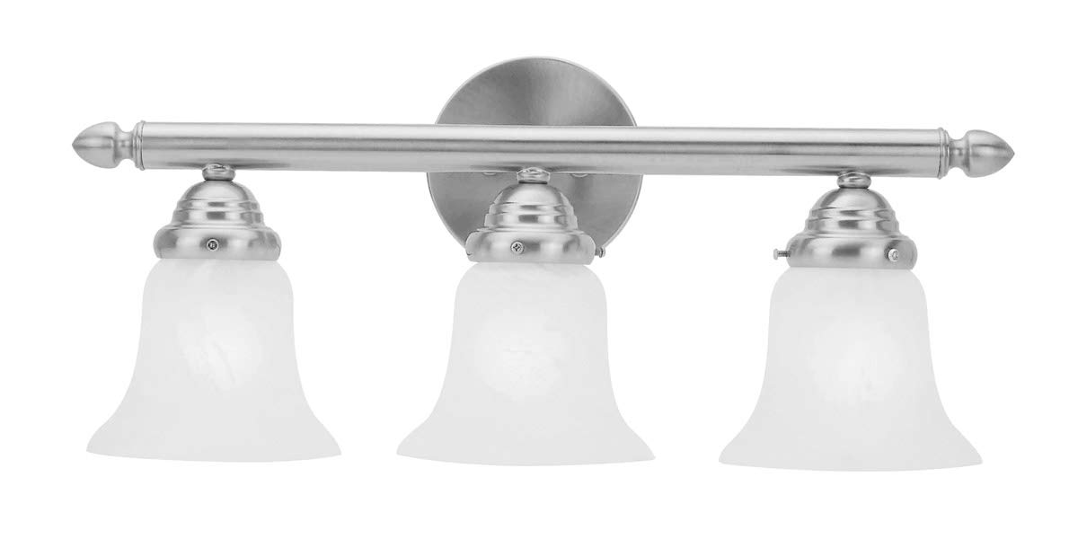 Livex Lighting 1063-91 Neptune 3-Light Bathroom Vanity Light Fixture, Brushed Nickel Finish - Perfect for Bathroom, Powder Room & Spa Decor