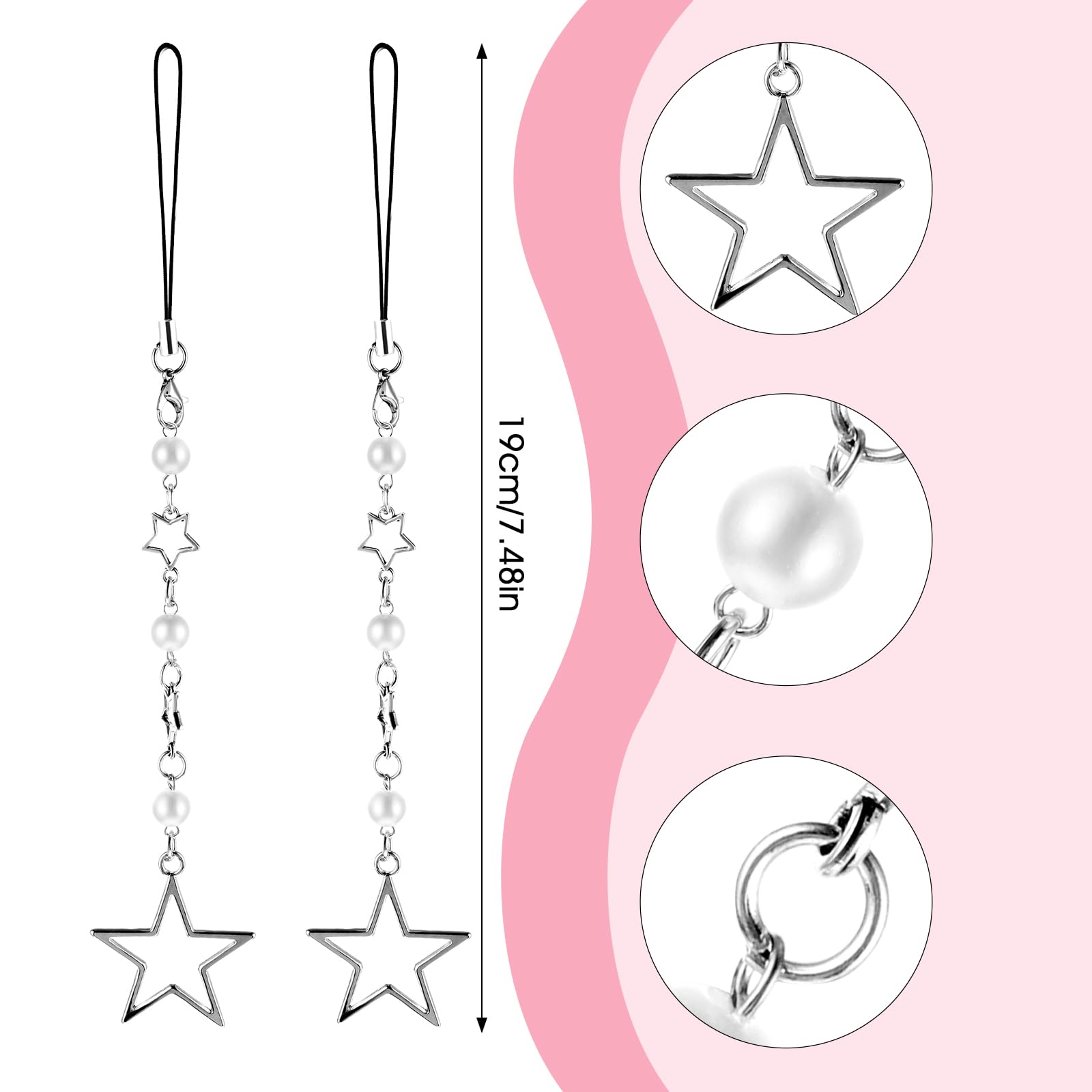 Amaxiu 2 Pack Cute Star Phone Charms - Shiny Pendant Accessory for Girls Teens