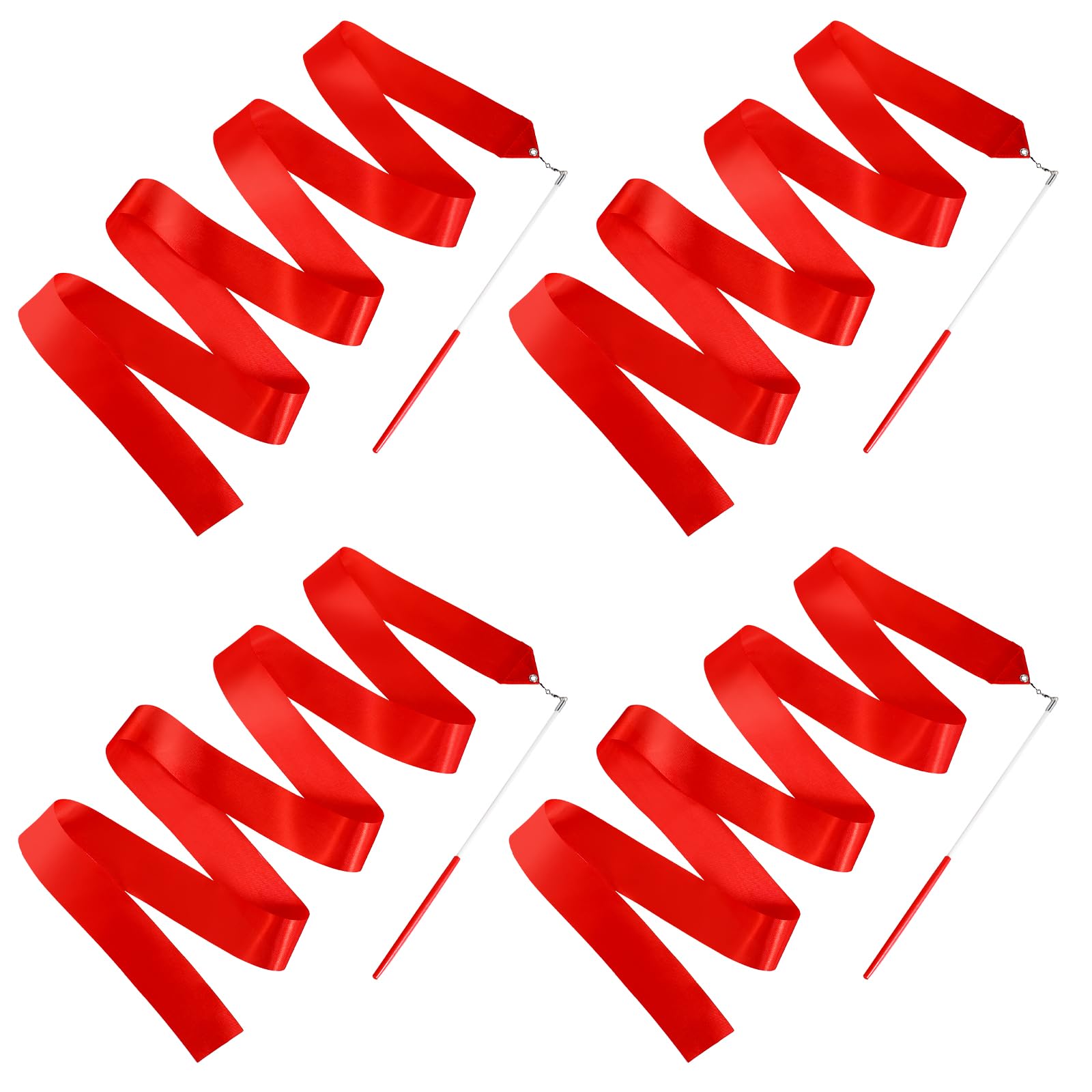 4 Pcs Red Gymnastics Ribbon - 78.7 Inch Dance Ribbon Wand for Kids & Adults | Flexible Dancing Streamers for Gymnastics, Talent Shows, Performances & Dance Practice