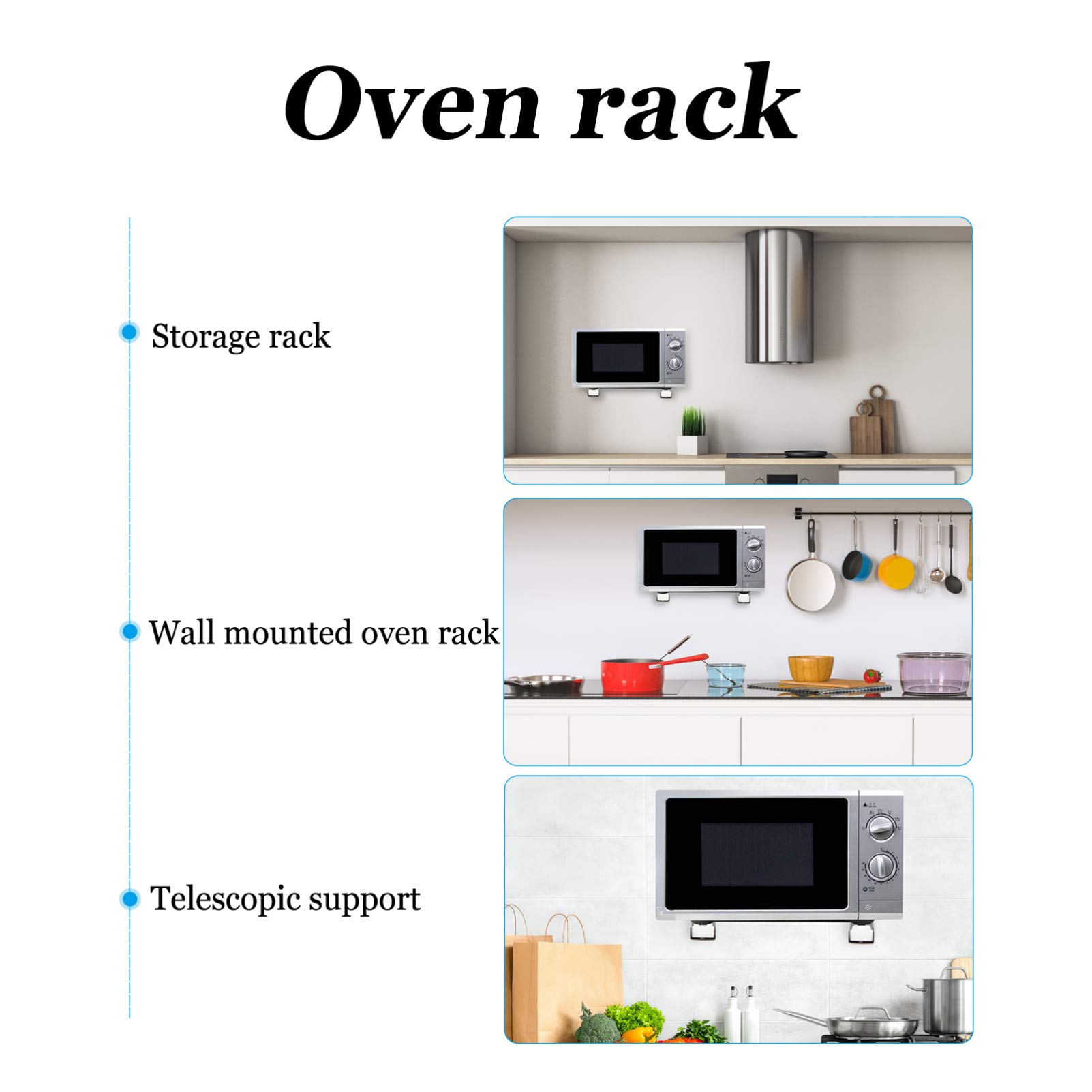 Uonlytech 2-Pack Stainless Steel Microwave Oven Rack - Foldable & Retractable Kitchen Shelf, Heavy Duty Oven Holder & Storage Bracket for Microwave, Countertop & Cabinet Organization - Perfect for Small Kitchens & Space Saving Solutions