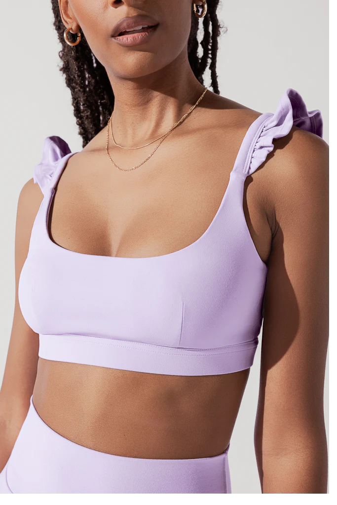 Romantic Ruffle Lace Bra - Digital Lavender Lingerie Set for Women | Comfortable & Sexy Underwear for Date Night & Special Occasions