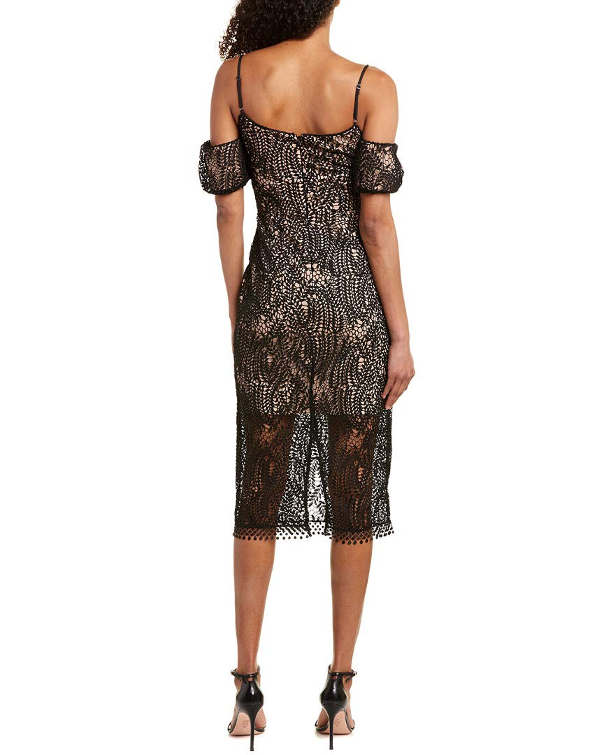 Dress the Population Women's Sacha Cold Shoulder Lace Midi Sheath Dress - Elegant Formal & Wedding Guest Dress for Special Occasions