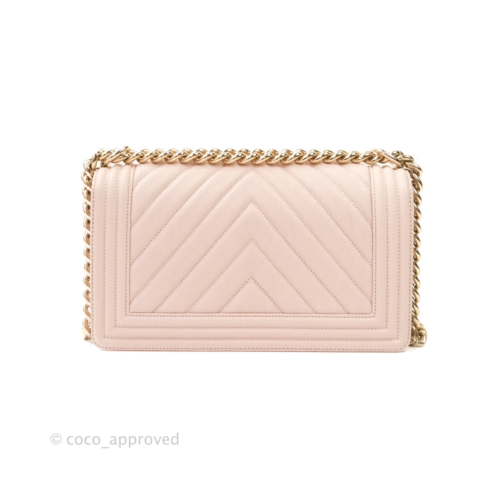Chanel Boy Chevron Medium Handbag in Pale Pink Caviar Leather with Gold Hardware - Perfect for Evening Events, Parties, and Luxury Fashion Accessories