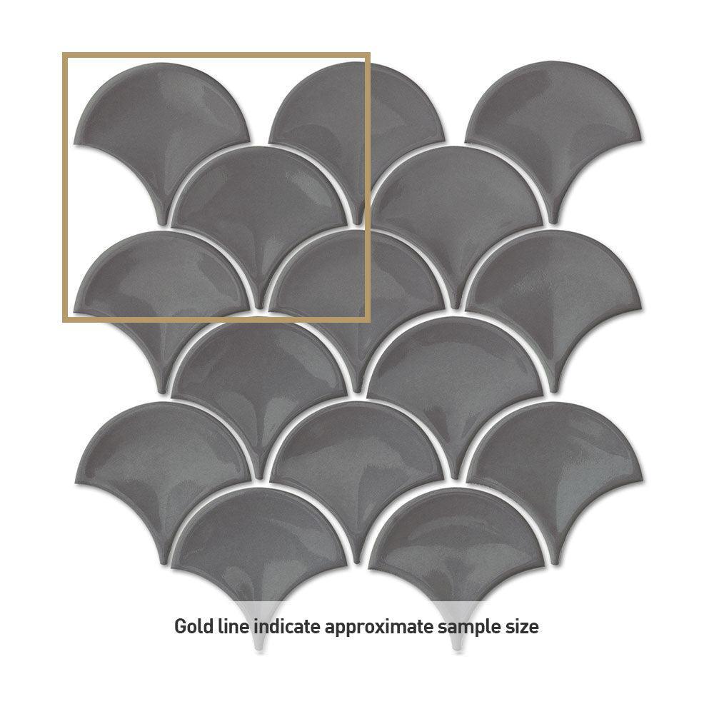 Premium Marina Dark Grey Fish Scale Glossy Mosaic Tile - Perfect for Bathroom Backsplash, Kitchen Accent Wall & Poolside Decor
