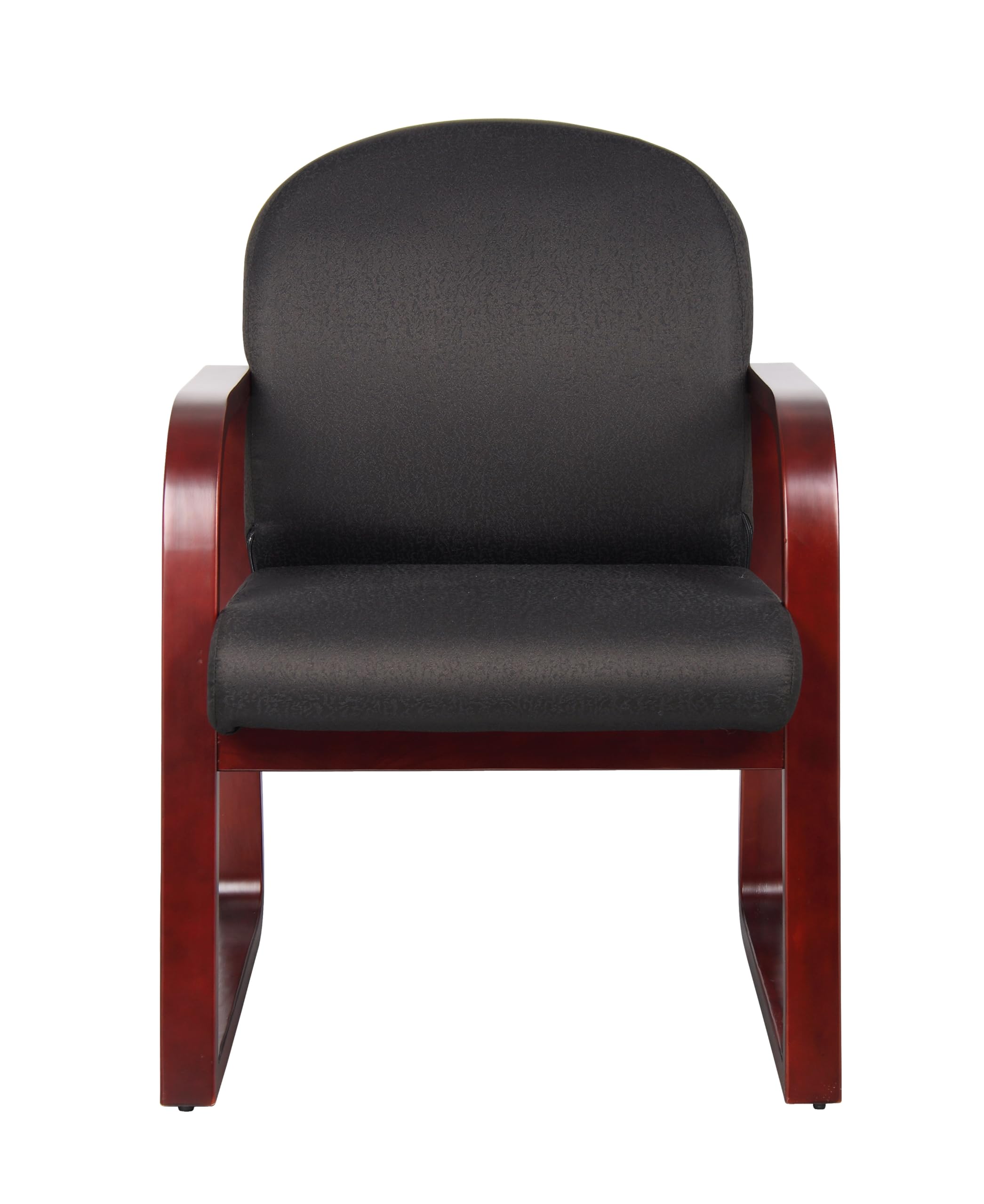 Boss Office Products Mahogany Frame Fabric Side Chair in Black - Ergonomic Office Chair for Home & Workspace, Comfortable Seating for Desk, Conference Room, or Waiting Area