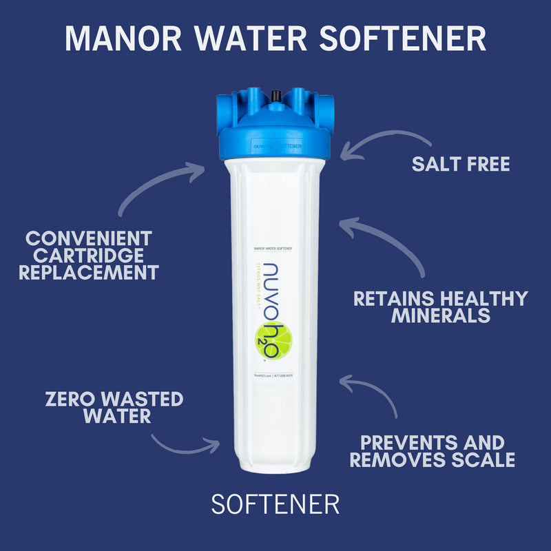 NuvoH2O Manor Water Softener System - Salt-Free Hard Water Treatment for Whole House | Perfect for Laundry, Showering & Appliance Protection