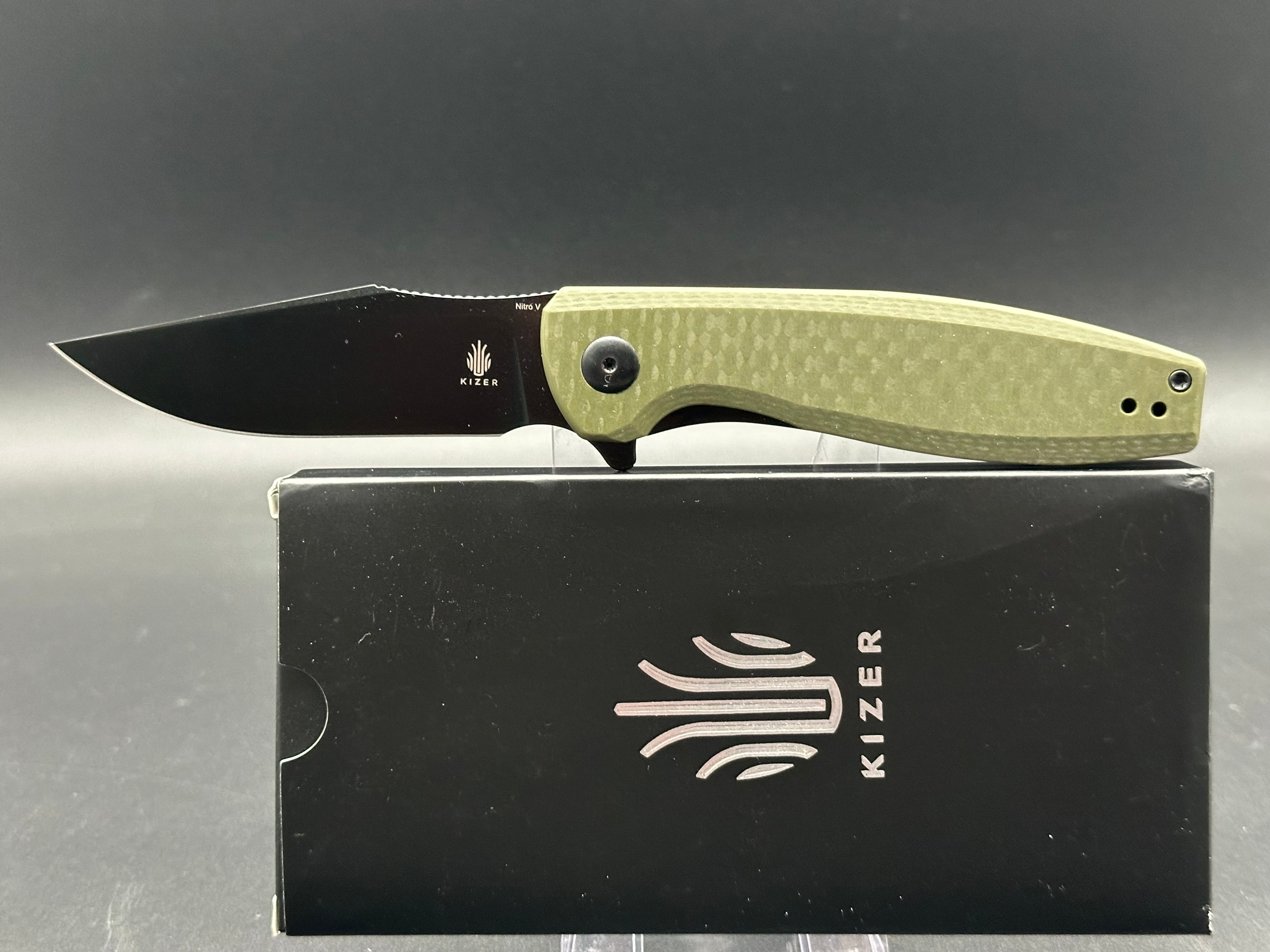 Kizer Crocodile NitroV Blade Folding Pocket Knife with Liner Lock & G10 Handle - V4716M1 (3.45