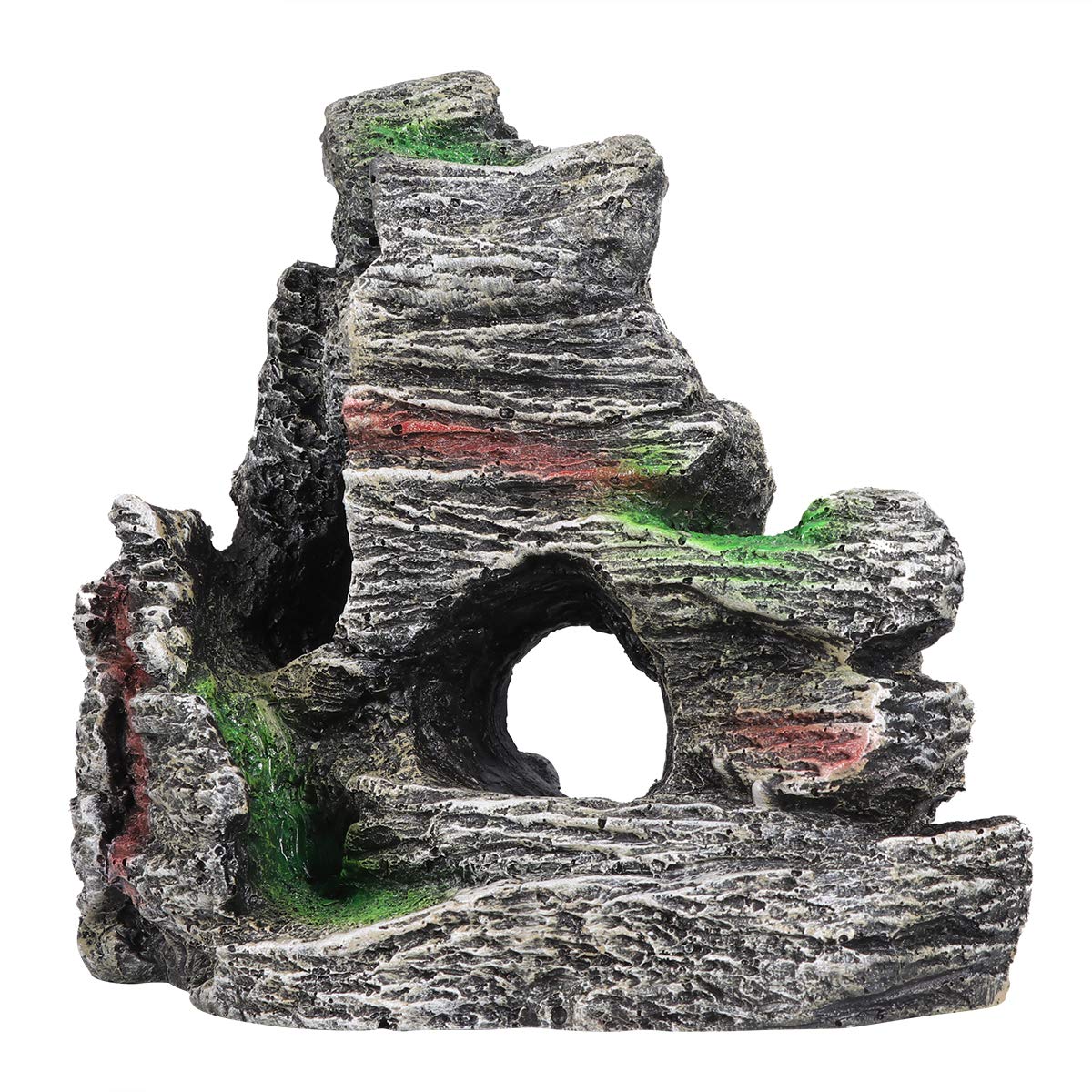 TEHAUX Aquarium Fish Tank Decoration - Artificial Resin Mountain Ornament for Fish Shrimp Habitat, Simulated Underwater Landscape with Peculiar Hill Design - Perfect for Freshwater & Saltwater Aquariums, Fish Tank Decorations & Aquatic Pet Environments
