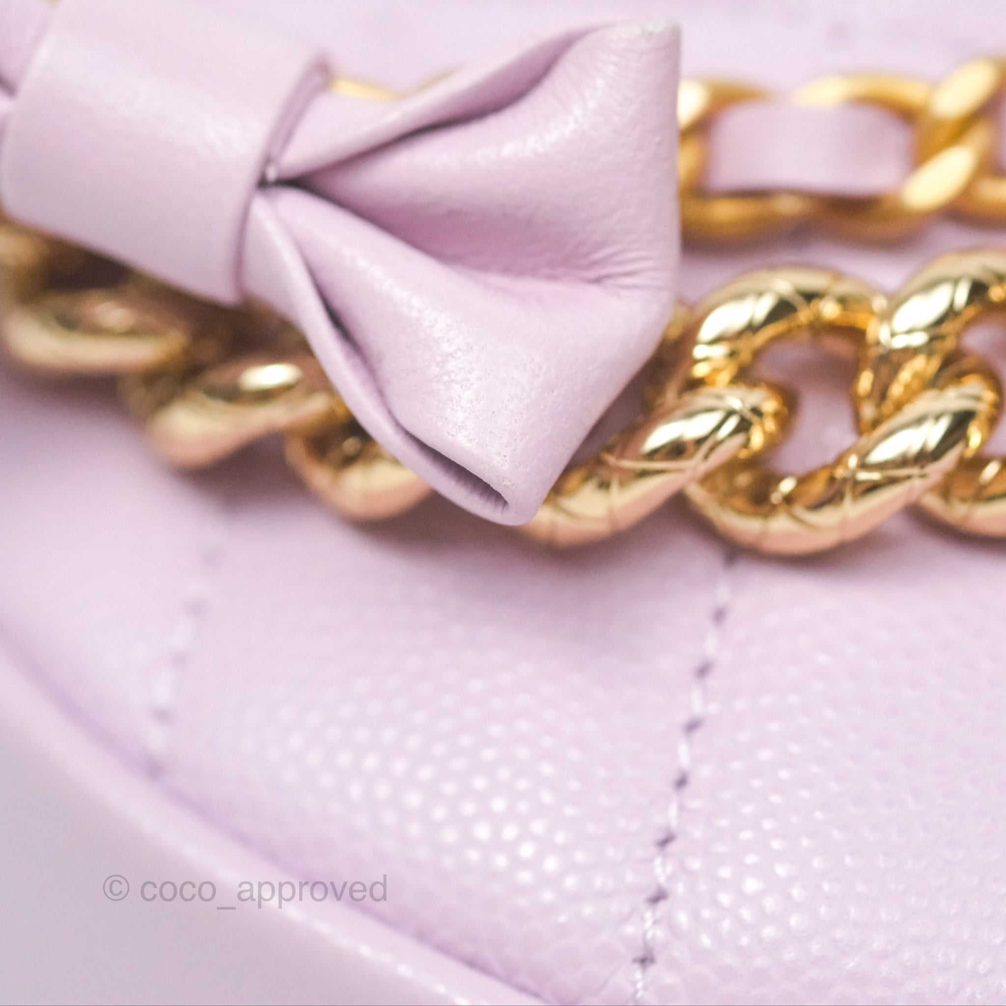 Chanel Bow Hobo Pouch Bag in Lilac Caviar Leather with Gold Hardware - Perfect for Evening Events & Luxury Gift Giving