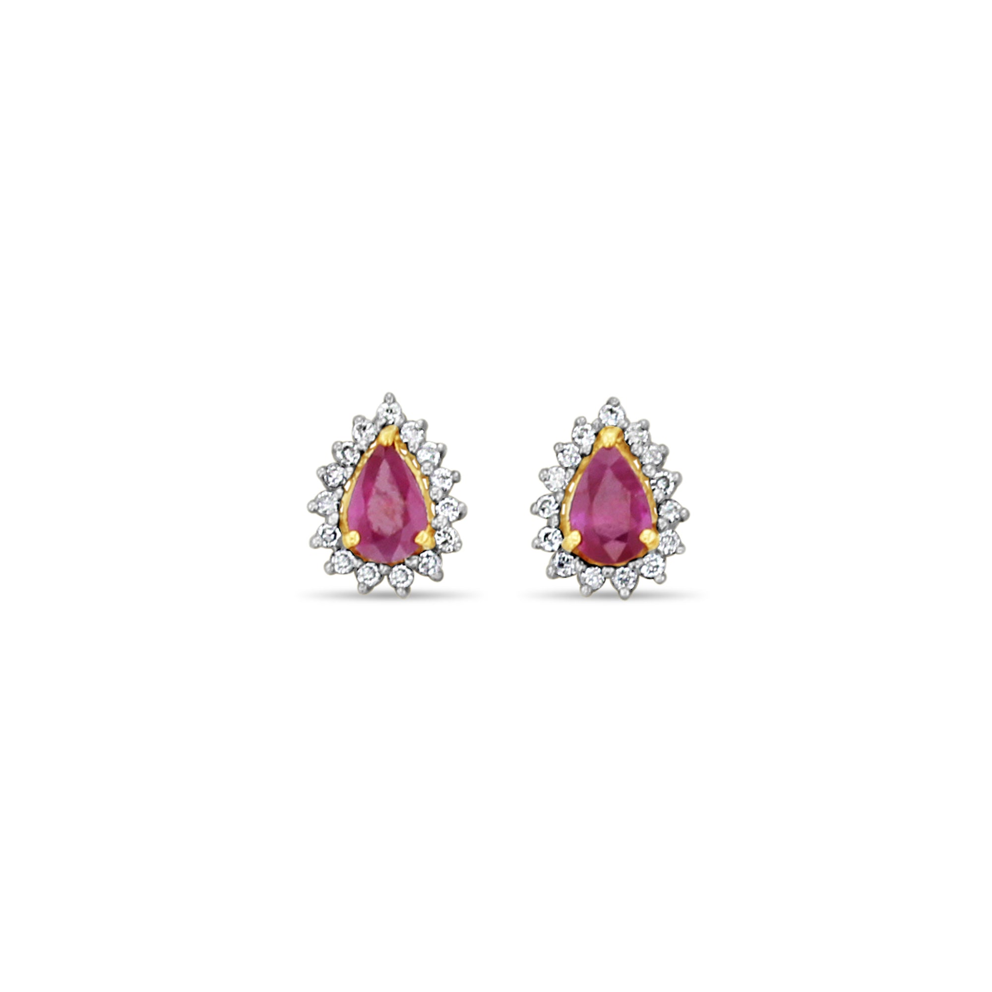 1.22cttw Teardrop Ruby Diamond Earrings in 14k Yellow Gold – Elegant Dangle Earrings for Women, Perfect for Weddings, Parties & Special Occasions