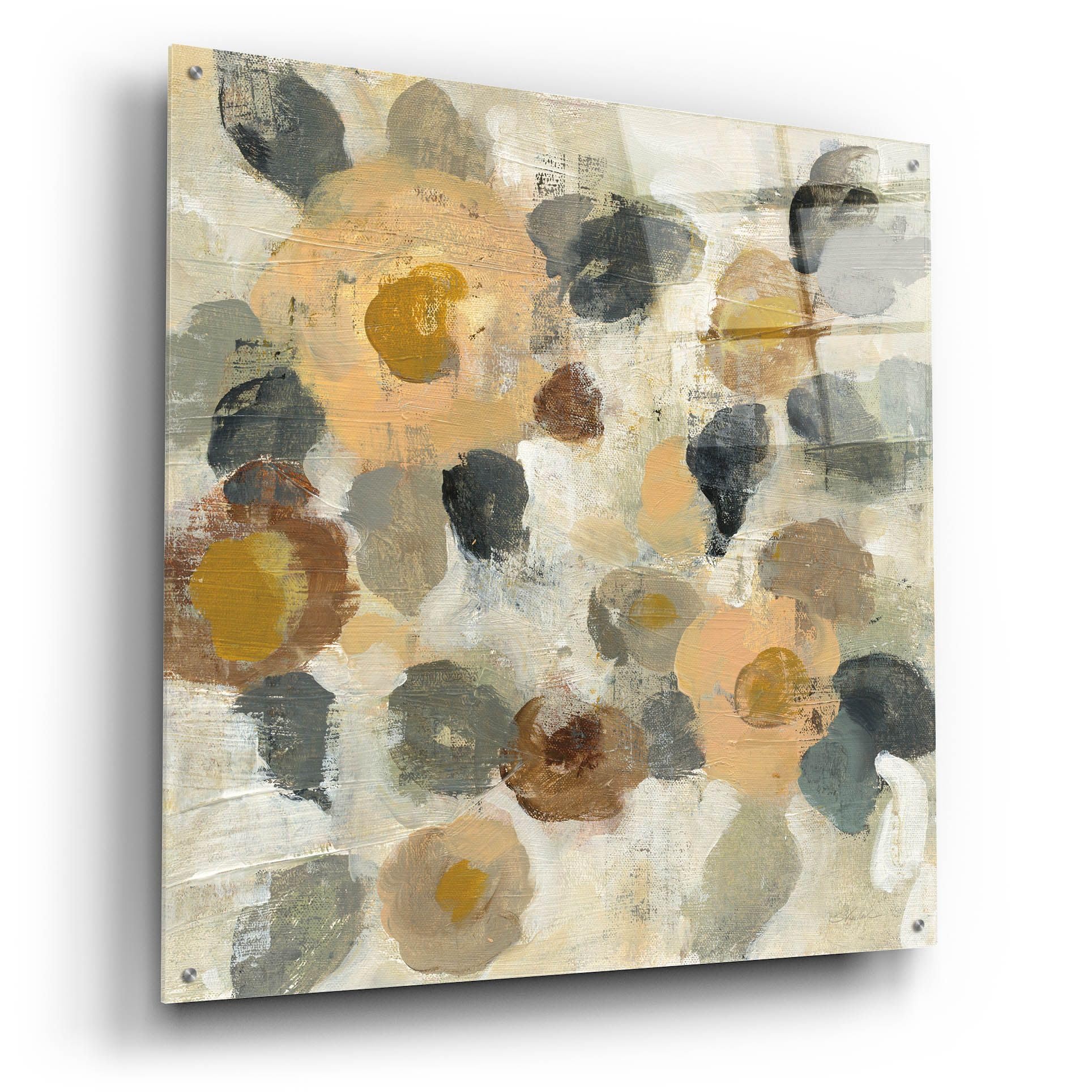 Silvia Vassileva Neutral Floral II Acrylic Glass Wall Art - 36x36 Inches Modern Floral Painting for Living Room, Bedroom & Office Decor