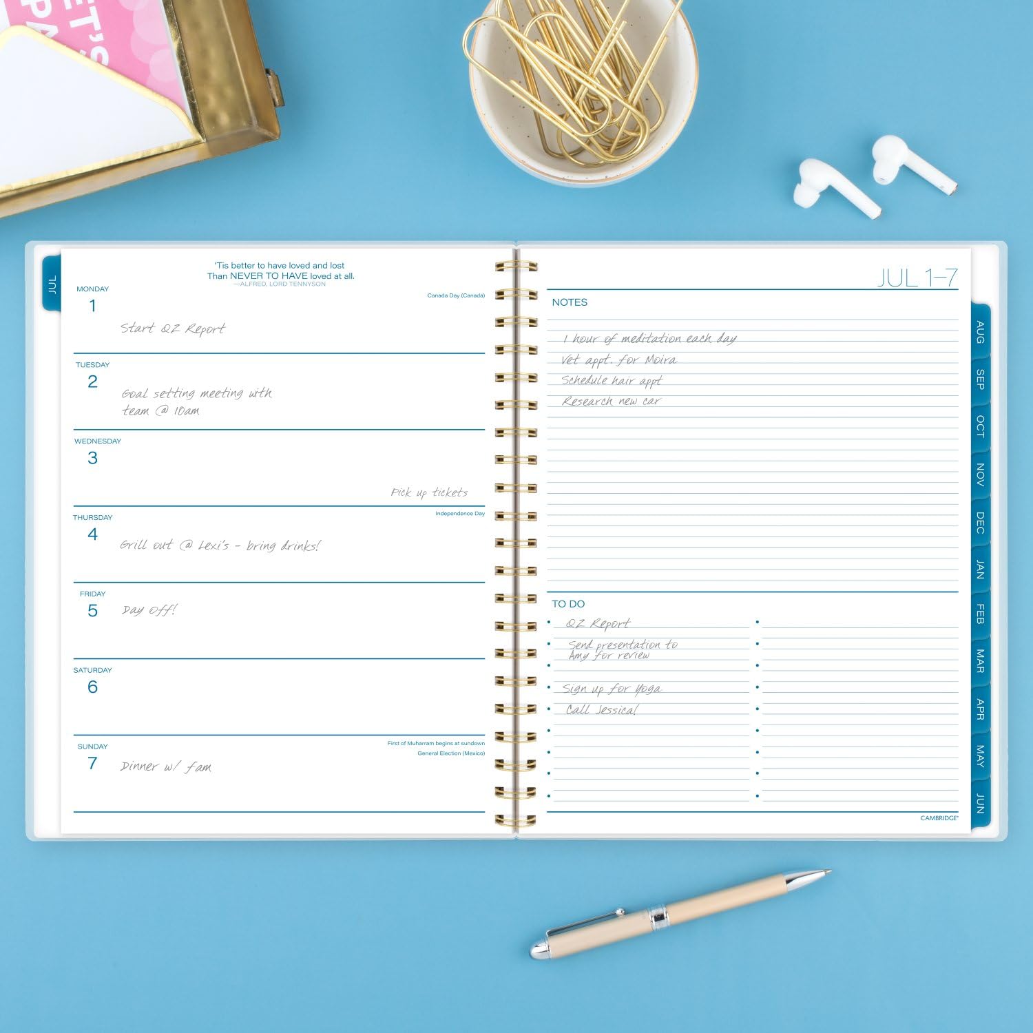 Cambridge Planner 2024-2025 Academic Year - Weekly & Monthly Organizer with Tabs, 8.5 x 11 Inch Large Size, Flexible Durable Cover - Perfect for Students, Teachers & Professionals - Chromatic (1715-905A)
