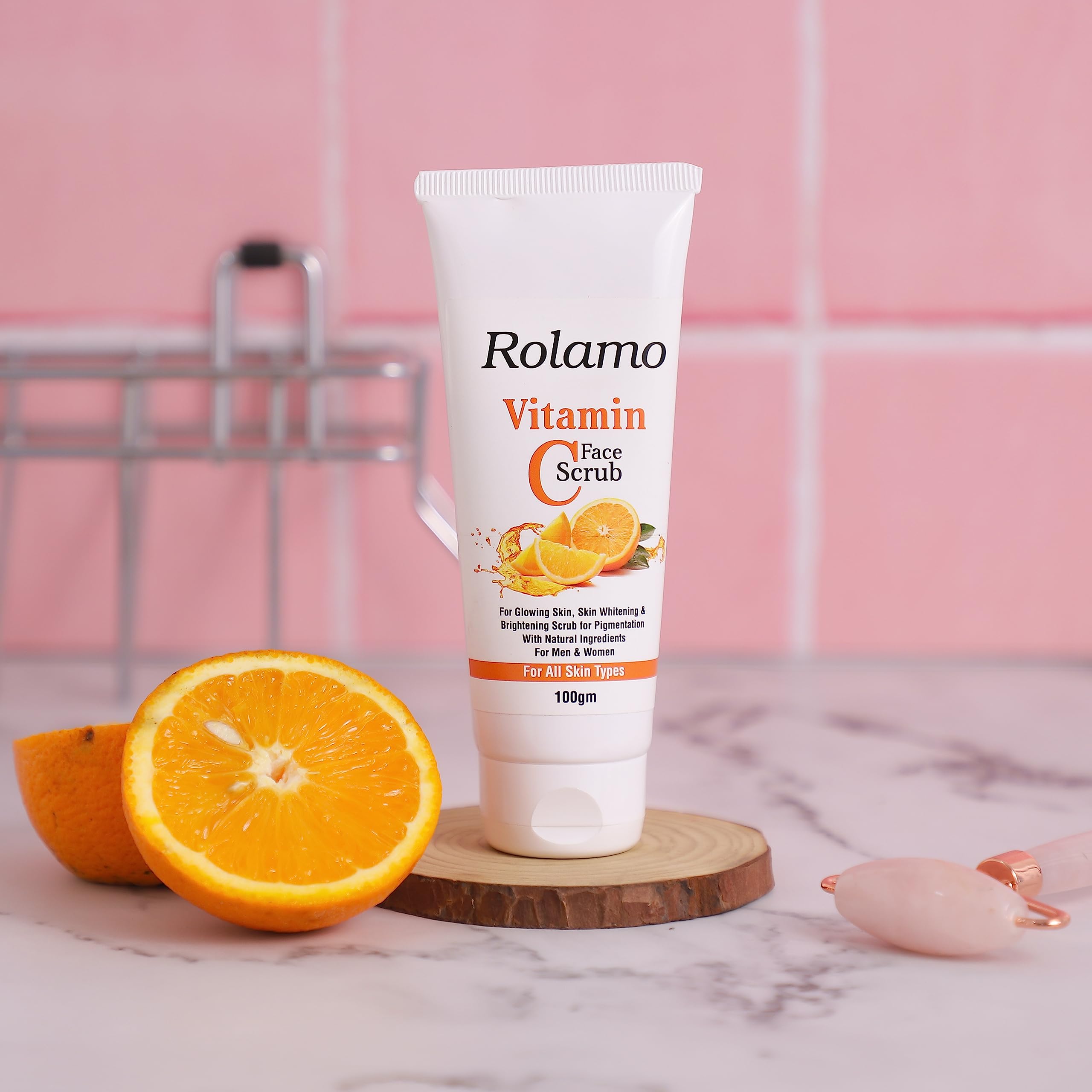 Rolamo Vitamin C Skincare Set - Brightening Face Wash, Moisturizer, Sunscreen, Toner & Serum for Glowing Skin (100ml Face Wash + 100ml Scrub + 30ml Serum) | Daily Anti-Aging Routine for Women & Men | Perfect for Morning & Night Skincare Regimen