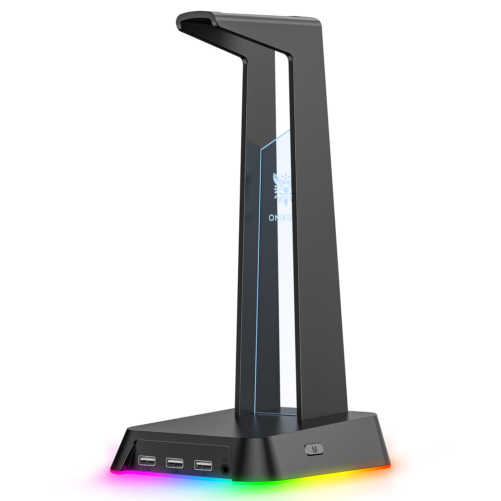 ONIKUMA ST2 RGB Gaming Headphone Stand with 3 USB Ports & 3.5mm AUX Jack - Perfect for PC Gaming Setup, Streaming Studio & Office Workspace