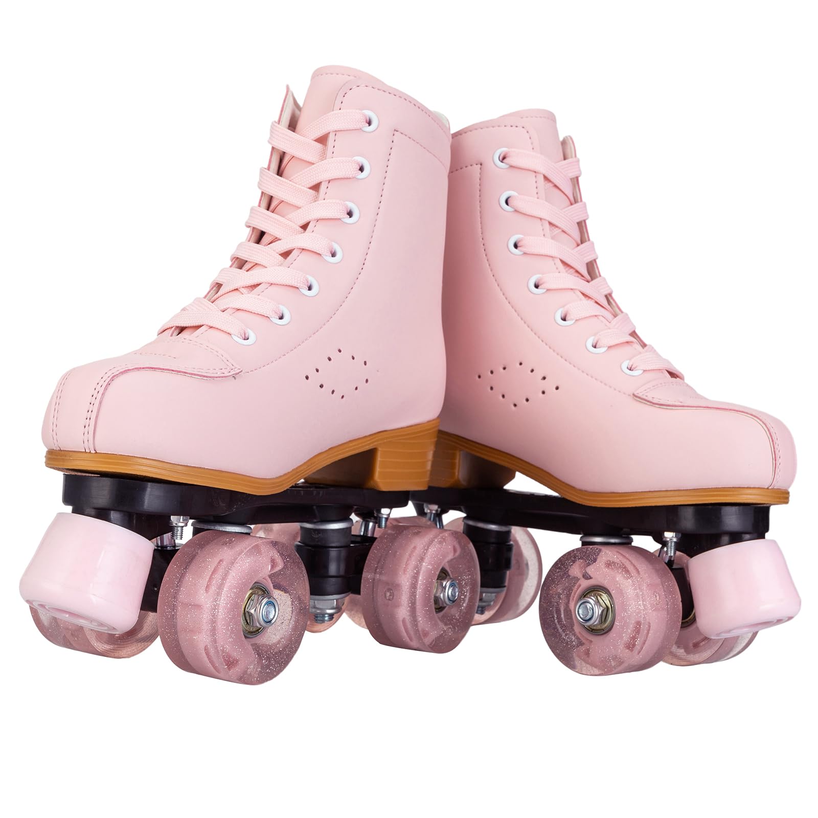 Best Light Up Roller Skates for Girls & Women - Cozy PU Leather Pink & Purple Roller Skates for Beginners Ages 8-12 | Indoor & Outdoor Skating, Birthday Gifts, Roller Rink & Park Fun