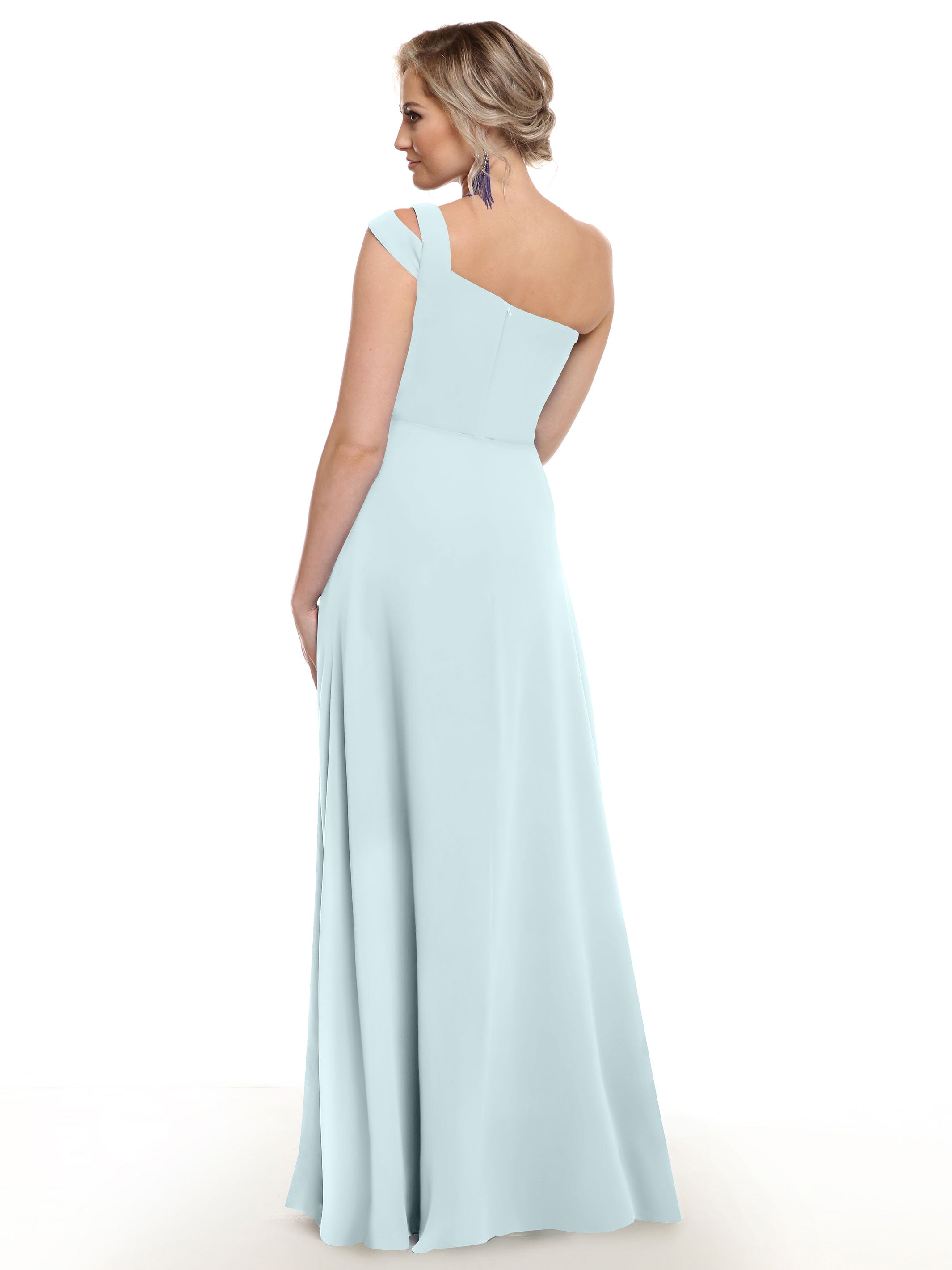 Elegant 80139 Chiffon A-Line One Shoulder Bridesmaid Dress with High Slit - Perfect for Weddings, Proms & Formal Events