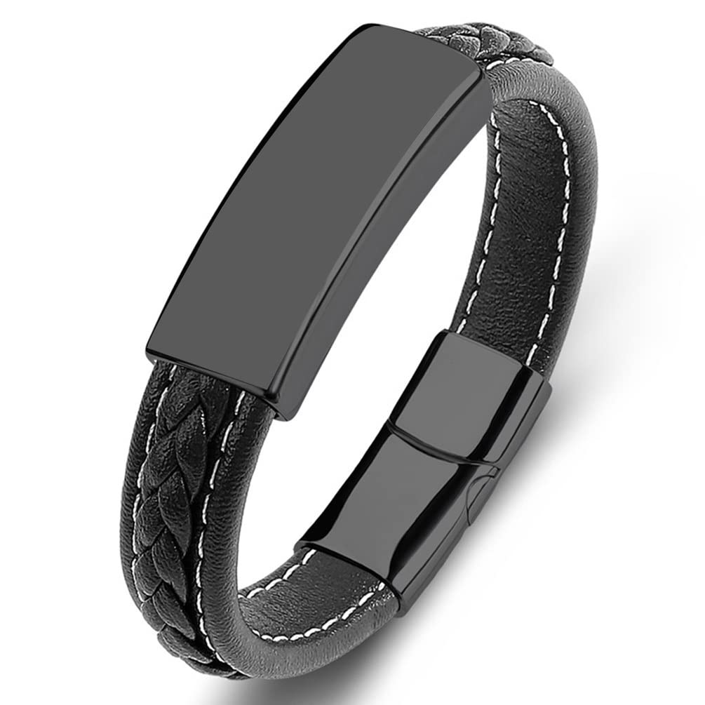 SHNIAN SHNIAN Personalized Bible Verse Bracelets for Men & Women - Stainless Steel Braided with Genuine Leather - Christian Wristbands & Inspirational Gifts (7.87