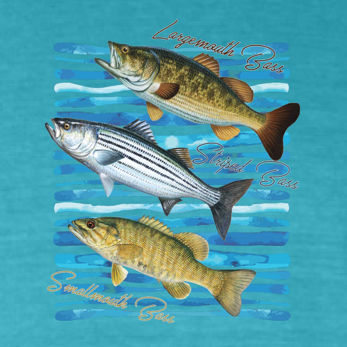 Premium Bass Fishing T-Shirt for Men - Largemouth, Striped & Smallmouth Bass Design - Garment-Dyed Washed Look Short Sleeve Tee - Perfect for Fishing Trips, Outdoor Adventures & Casual Wear