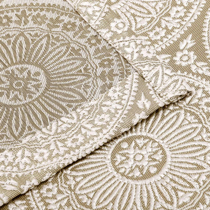 Eminence Jacquard Geometric Floral Mandala Curtain Panel Set of 2 - Premium Blackout Window Drapes for Living Room & Bedroom Decor