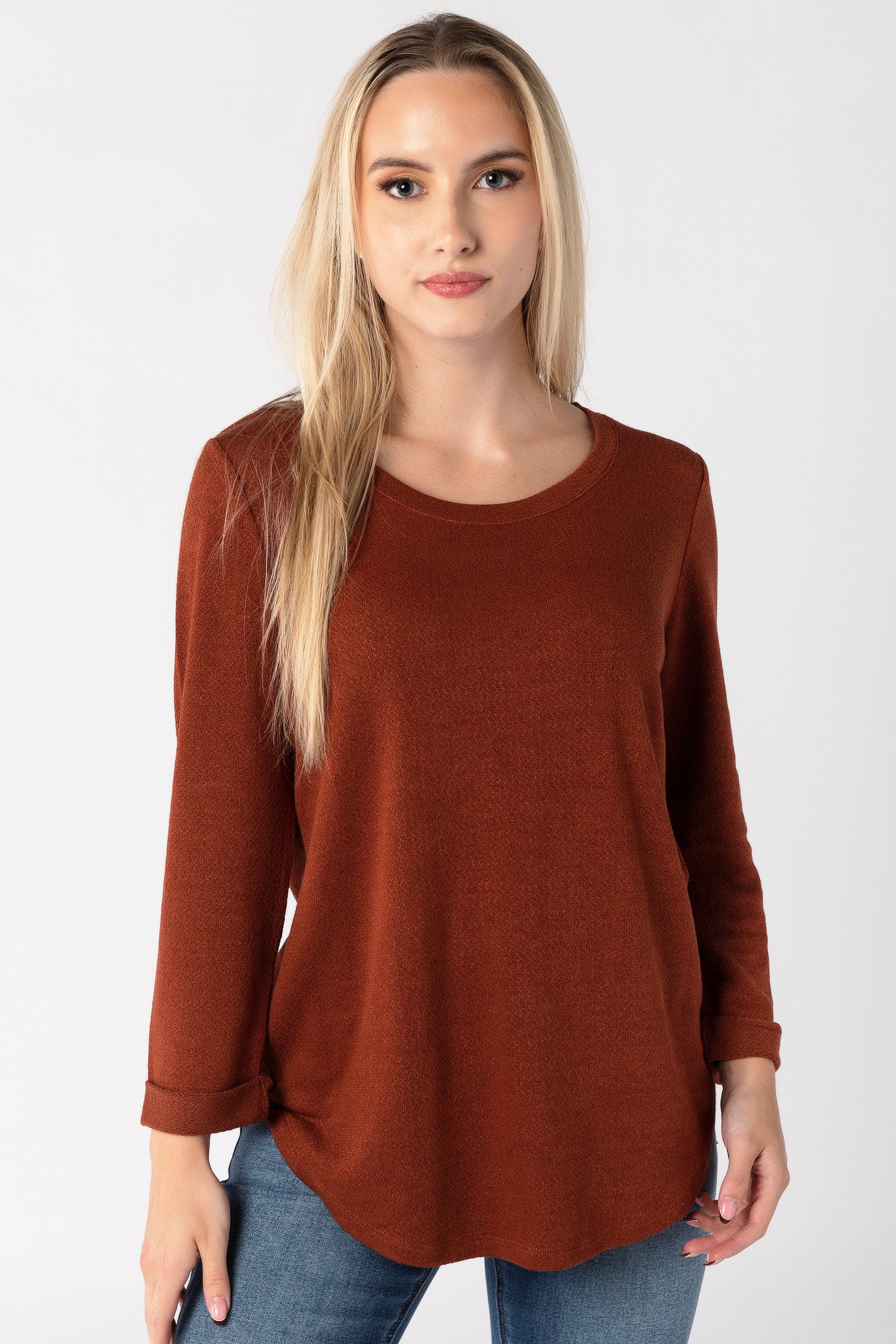 Women's Knitted 3/4 Sleeve Scoop Neck Sweater - Soft Casual Pullover for Fall & Winter | Perfect for Office, Date Night & Weekend Outfits