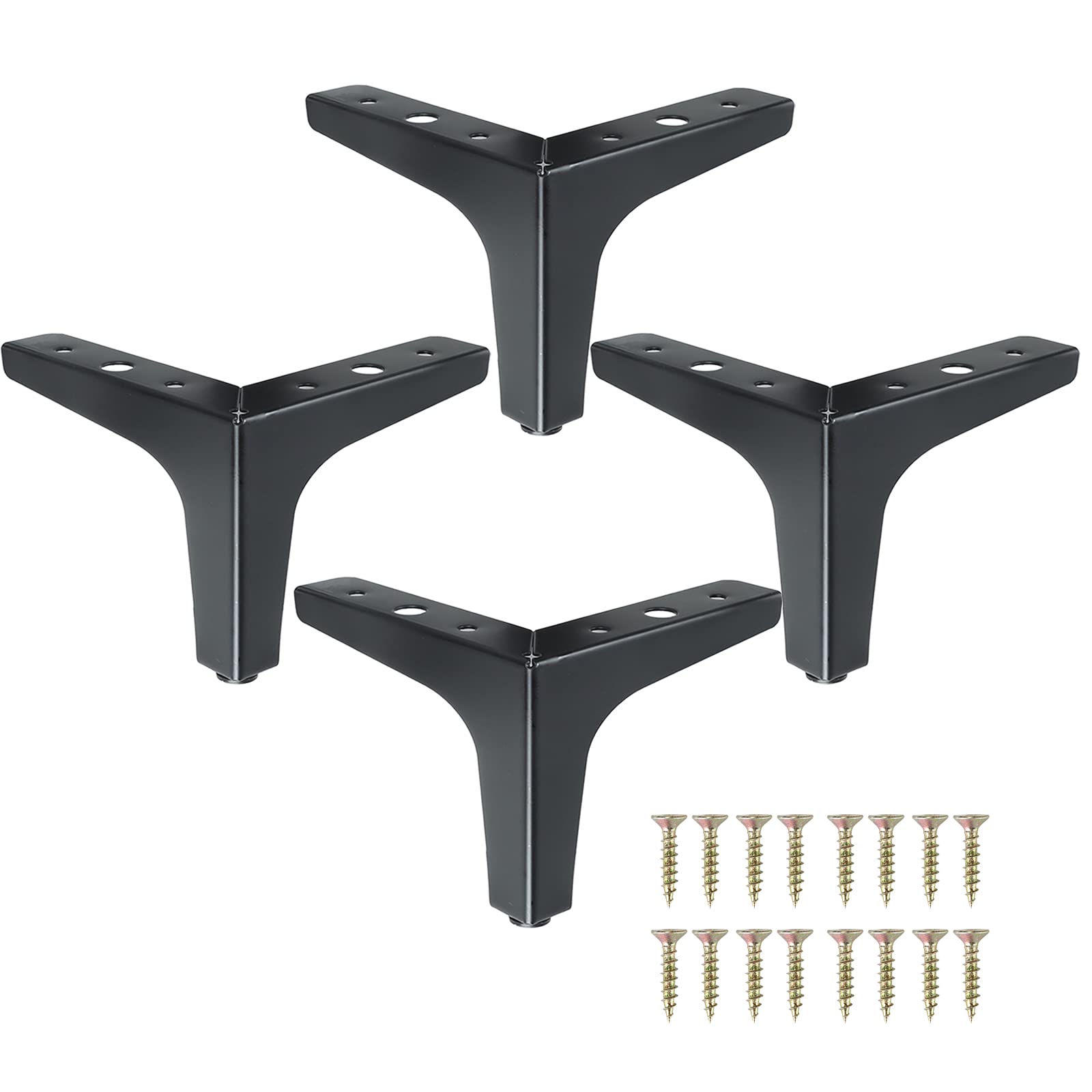 MAOPINER 4-Inch Black Metal Furniture Legs Set of 4 - Modern Triangle Sofa Legs for Dresser, Sideboard, Recliner, Couch & Coffee Table - Durable Cabinet Feet for Living Room, Bedroom & Office Furniture