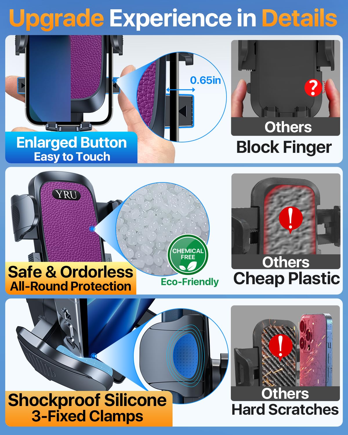 2025 Upgraded 80LB+ Strong Suction Car Phone Holder Mount - Bumpy Road Stable Dashboard & Vent Windshield Phone Stand for iPhone 16/15/14/13 Pro Max & Samsung - Purple - Perfect for Trucks, Road Trips & Daily Commutes