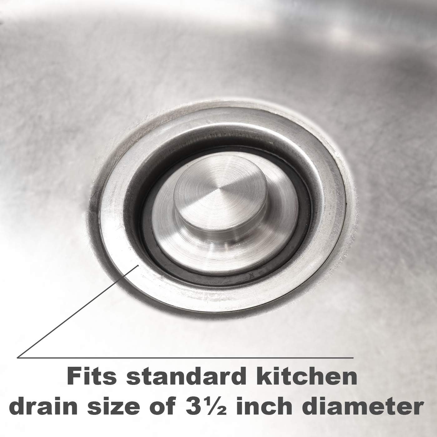 3-3/8 Inch Stainless Steel Kitchen Sink Stopper - Universal Garbage Disposal Plug Fits Standard 3.5